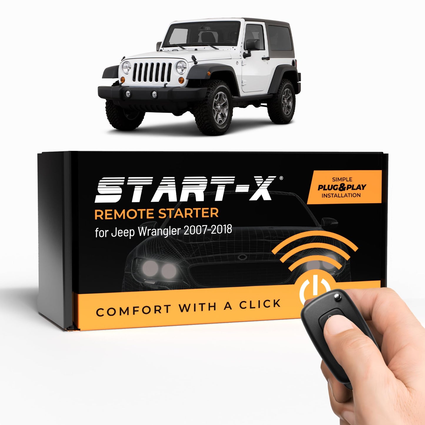 Start-X Remote Starter Kit for Jeep Wrangler Key Start 2007-2018 || Plug & Play || 3X Lock to R.S. || 10 Minute Install || Compatible with 2007 2008 2009 2010 2011 2012 2013 2014 2015 2016 2017 2018