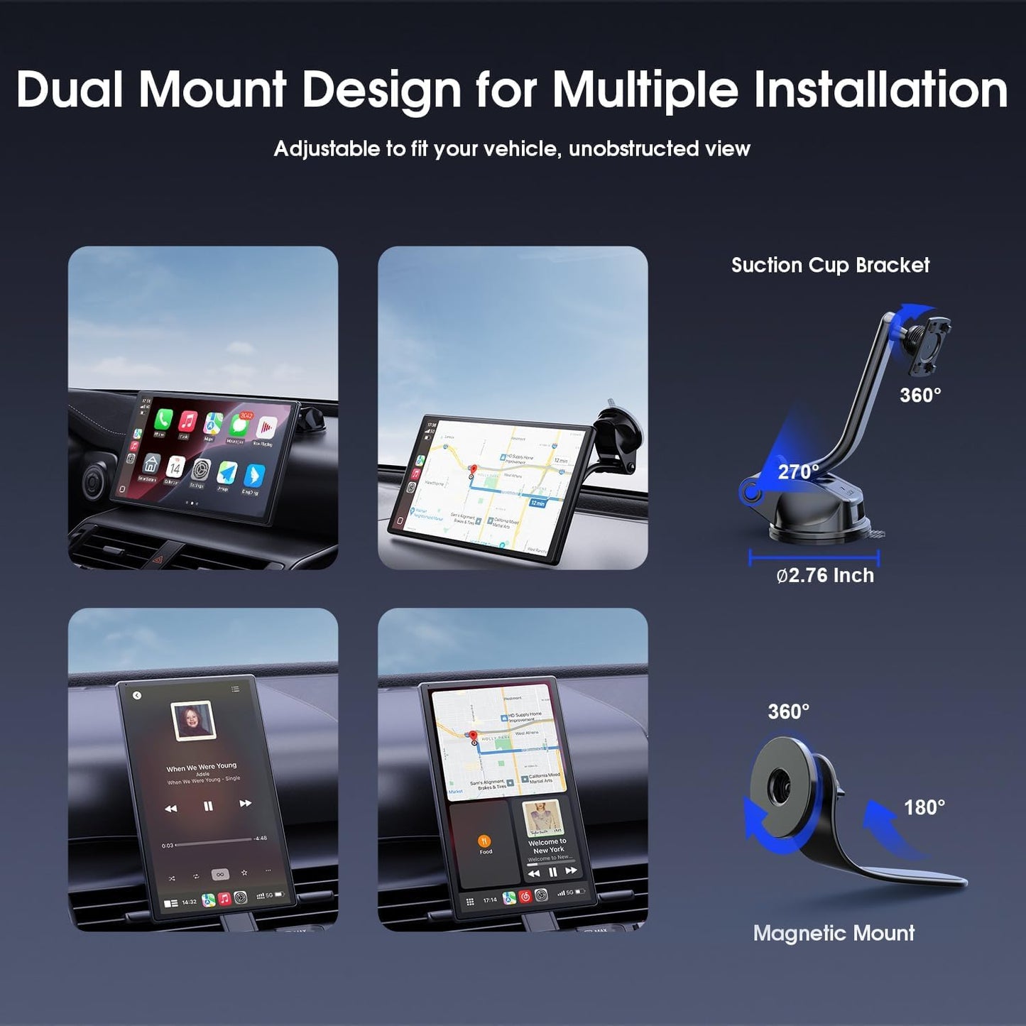 Avylet 9" Wireless CarPlay Screen for Car with Apple Car Play & Android Auto, Portrait & Landscape Mode, OTA Upgrade, Portable Touchscreen & Backup Camera, GPS Navigation/Voice Control/Bluetooth 5.0