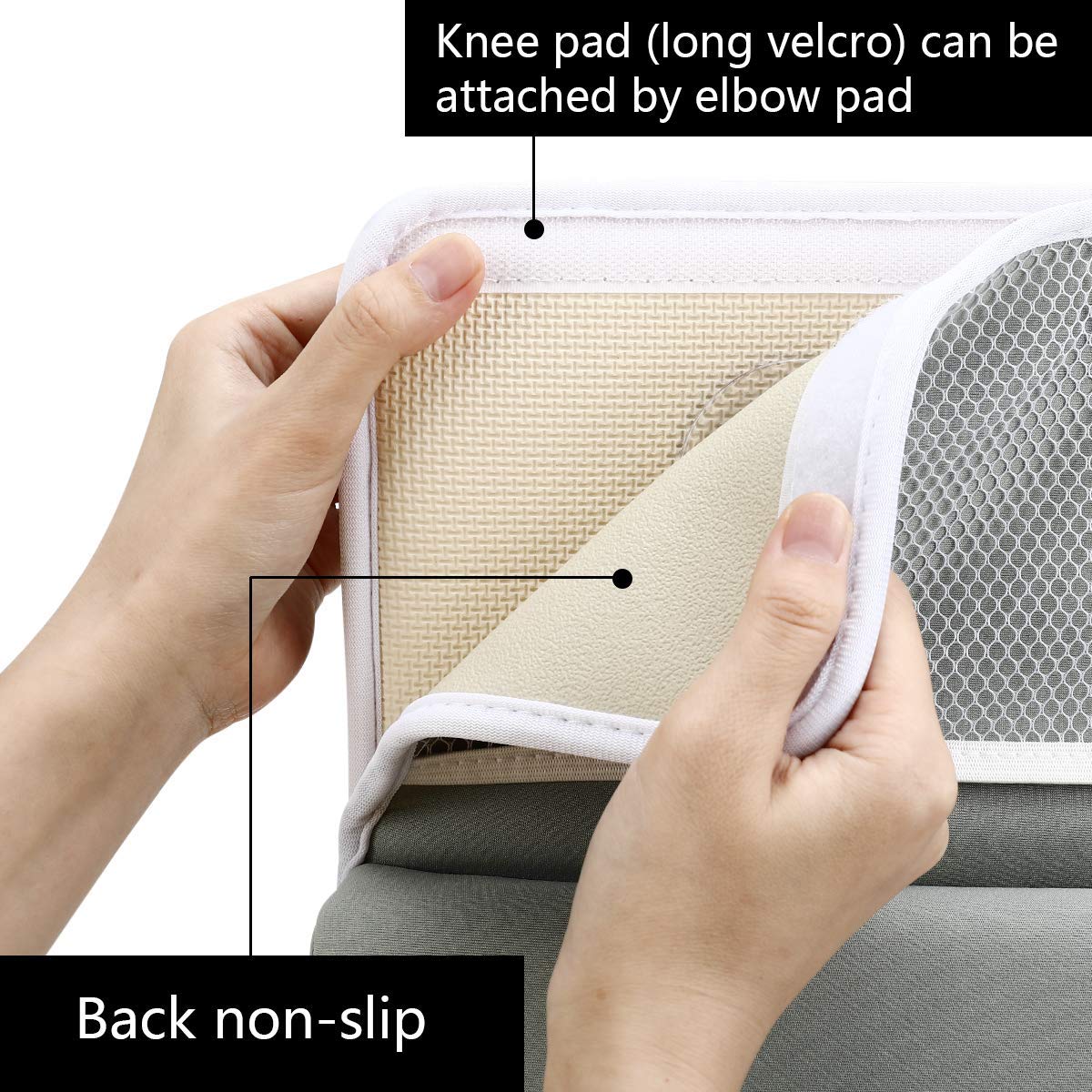 Bath Kneeler with Elbow Rest Pad Set,1.5" Thick Baby Bath Kneeling Pad Arm Rest Cushion with 4 Toy Organizer for Happy Baby Bathing Time(Gray)