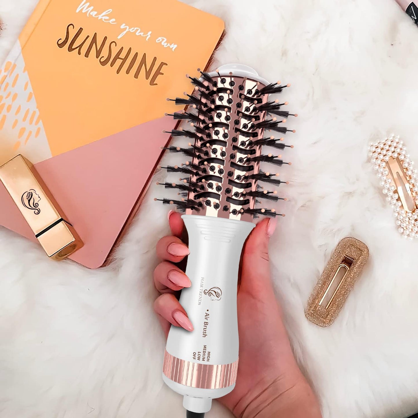 Travel Blow Dryer Brush in one, Mini Hot Air Brush, Hair Trends Nano Titanium 2 Inch One Step Hair Dryer and Styler Volumizer-Not for Europe Travel