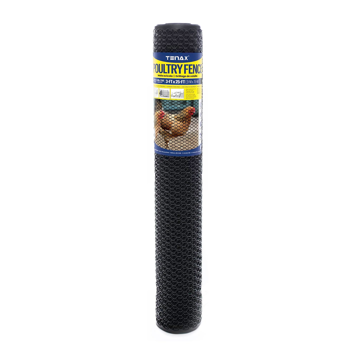 Tenax Poultry Fence, 3 by 25-Feet, Black