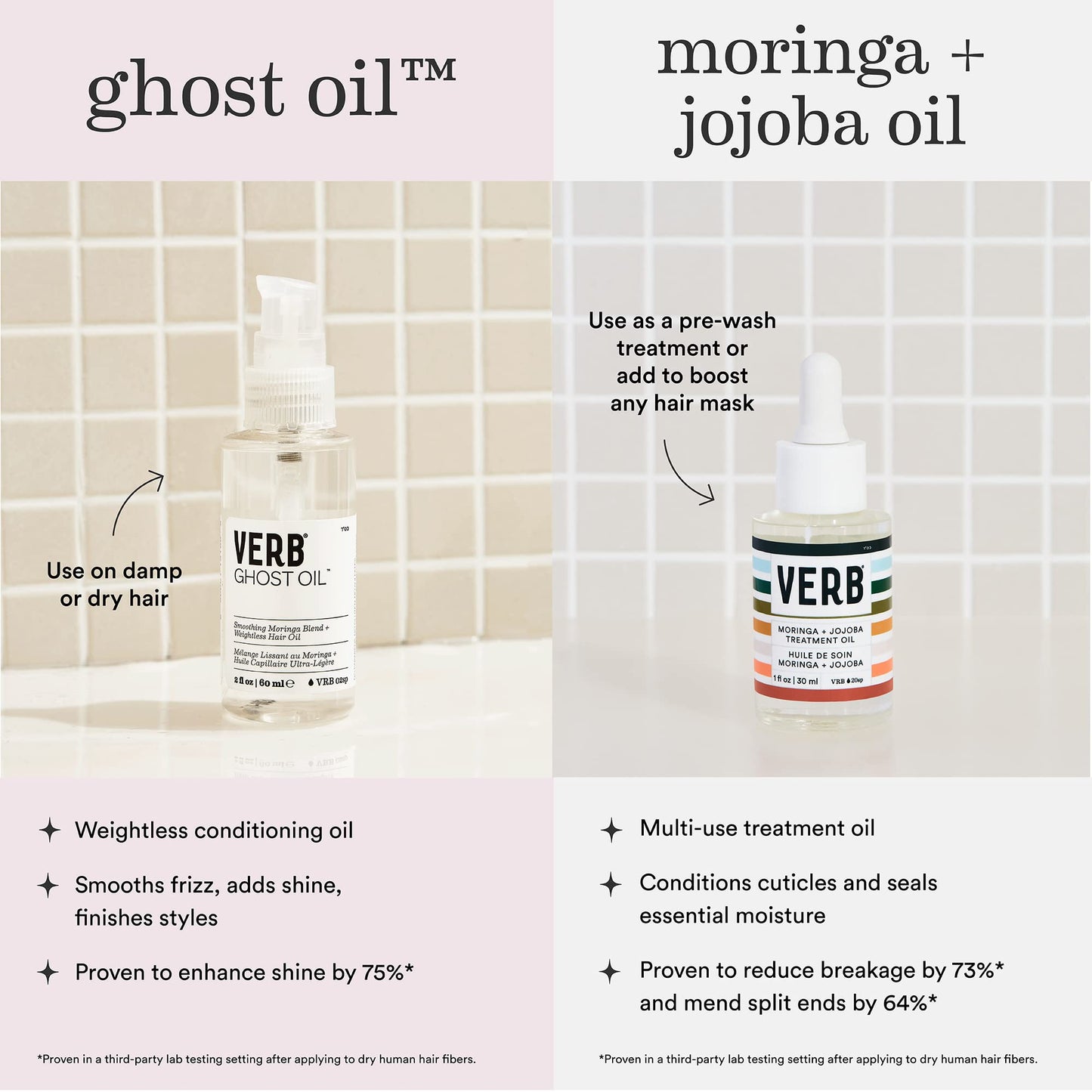 VERB Ghost Oil – Vegan Weightless Hair Oil – Lightweight Hair Oil – Revitalizing Hair Treatment Oil Nourishes and Promotes Shiny Hair – No Paraben or Harmful Sulfates, 2 fl oz, Pack of 2
