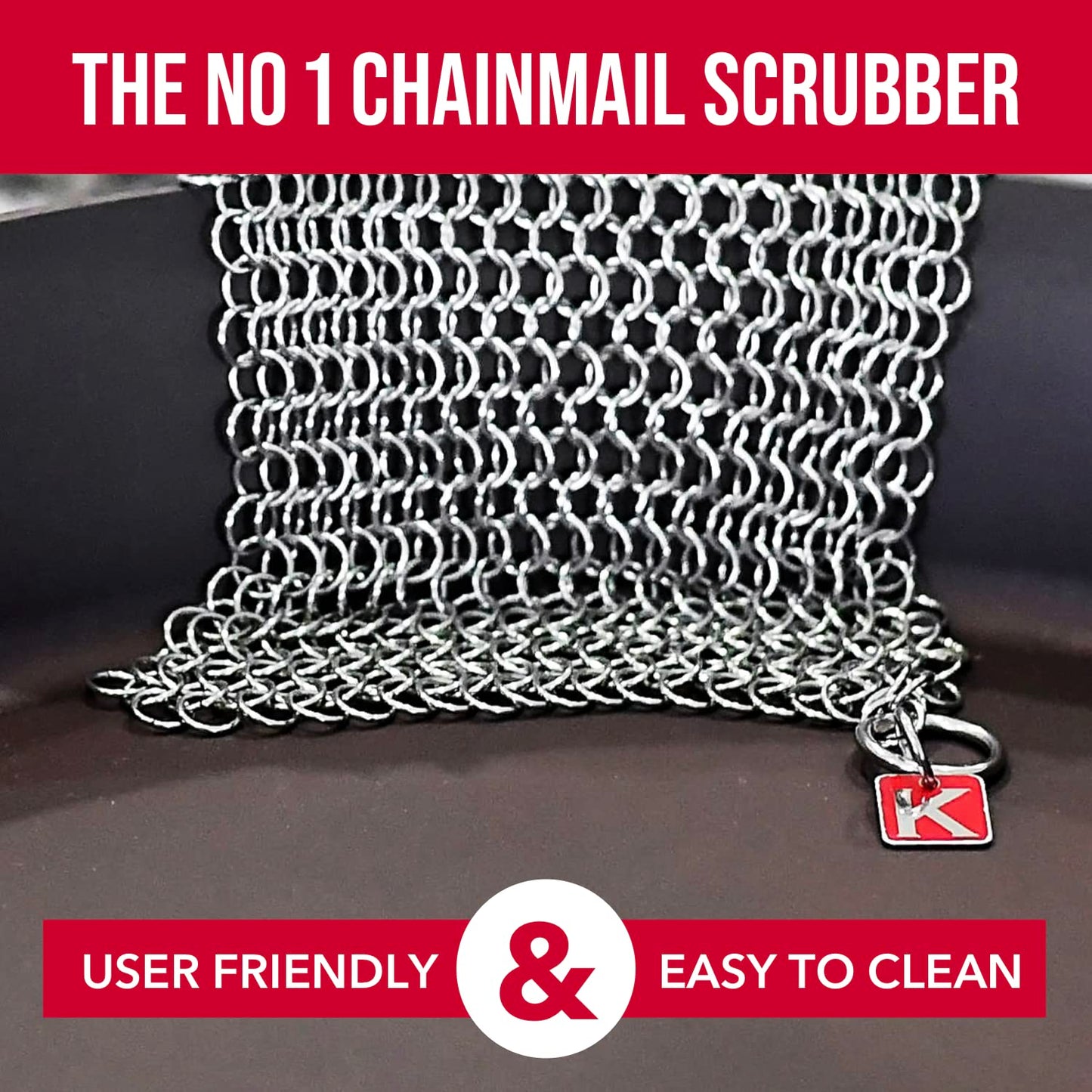 Knapp Made CM Scrubber 6" Small Ring Cast Iron Scrubber - Cast Iron Cleaner for Hard Anodized Cookware, Pre-Seasoned Pans, Dutch Ovens, Iron Pans, Grills and Skillet. Chain Mail Scrubber Cast Iron