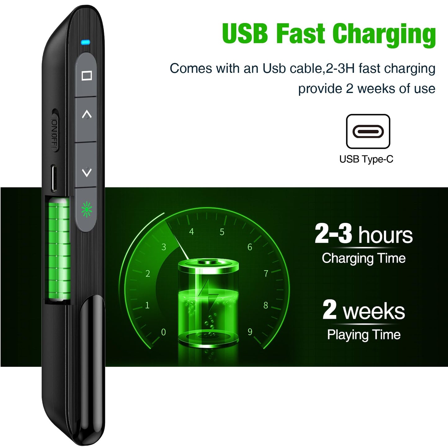 Rechargeable Presentation Clicker 100FT Wireless Presenter Remote, Hyperlink Volume Control PowerPoint Clicker Presentation Remote, 2.4GHz USB Presentation Clicker for Mac Laptop Computer10