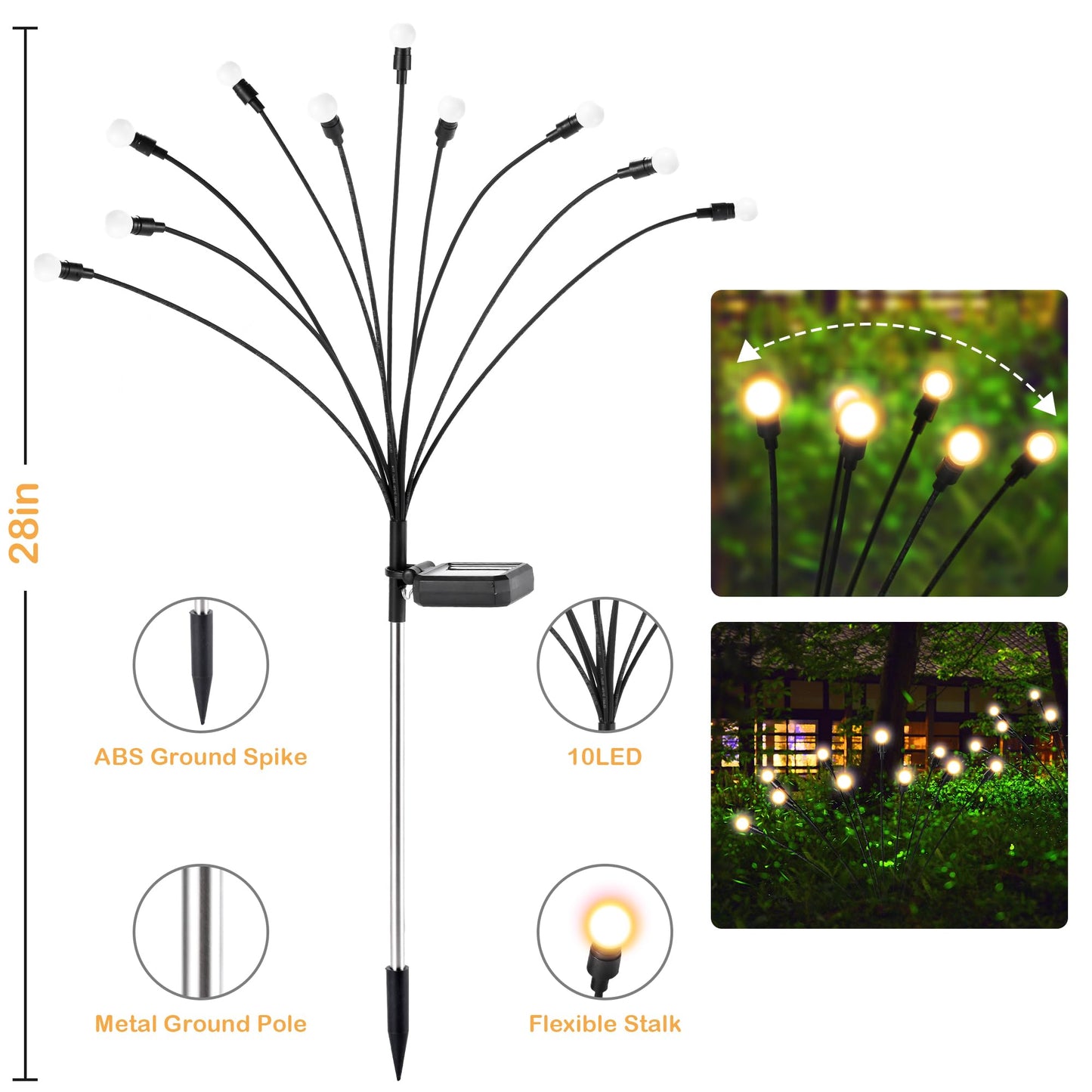 SUNCKET 6 Pack Solar Fairy Lights, Warm White Solar Lights Outdoor Waterproof, Outdoor Solar Lights for Outside Patio Garden Yard Front Porch Decor