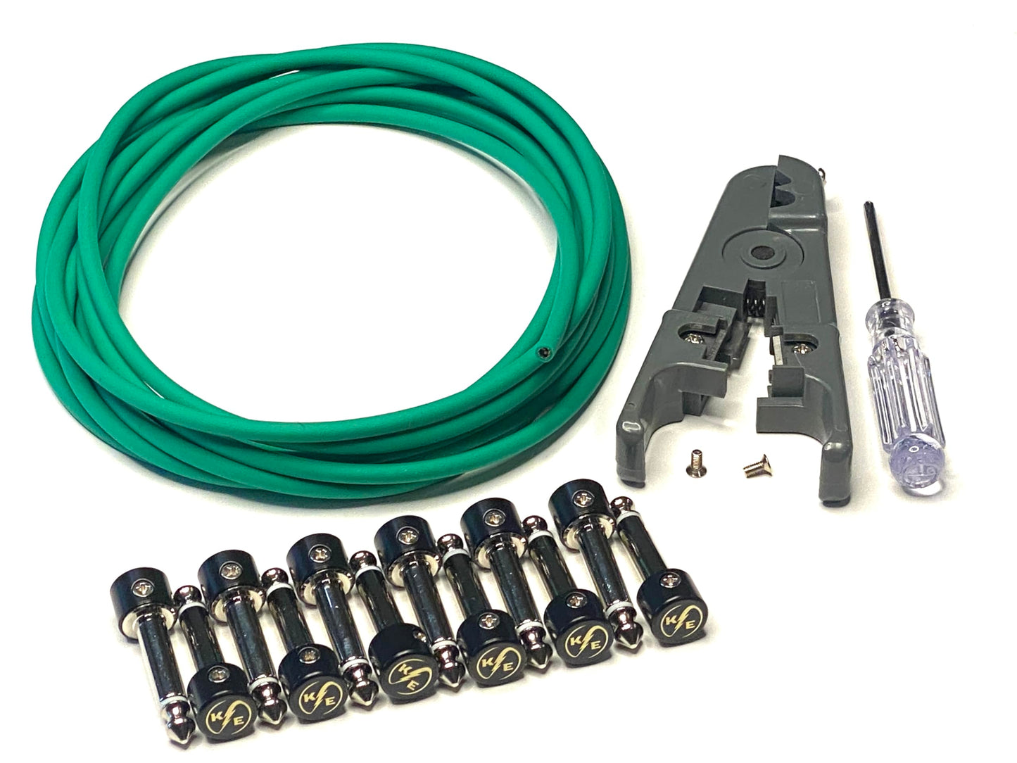 Kurrent Electric Solderless Guitar Pedal Patch Cable Kit 6 Pack to Make DIY Custom Length Cables for Pedalboard (Green Cable Kit)