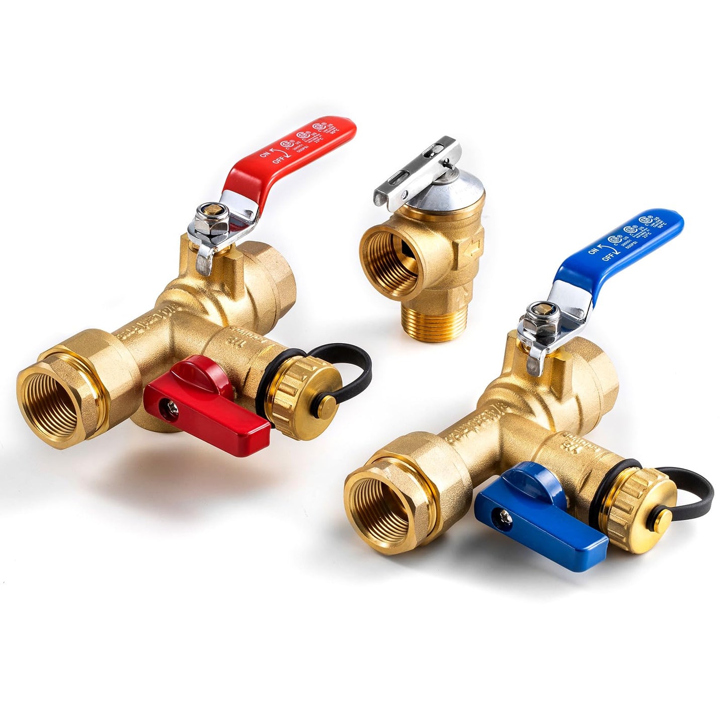 FOGATTI 3/4 Inch IPS Isolator Tankless Water Heater Industry Leading Service Valve Kit, with 150 PSI Pressure Relief Valve