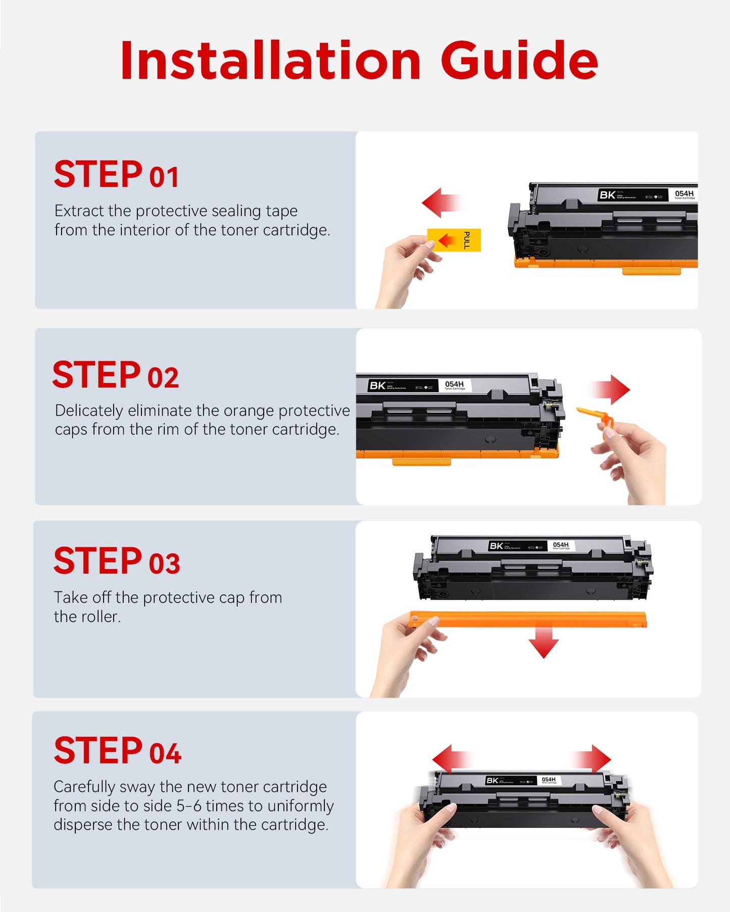 054H Toner Cartridges Compatible Replacement for Canon 054 H CRG-054 054H Toner, Work with Color imageCLASS MF642Cdw MF644Cdw MF641Cdw LBP622Cdw Printers (4 Pack,BK/C/M/Y)