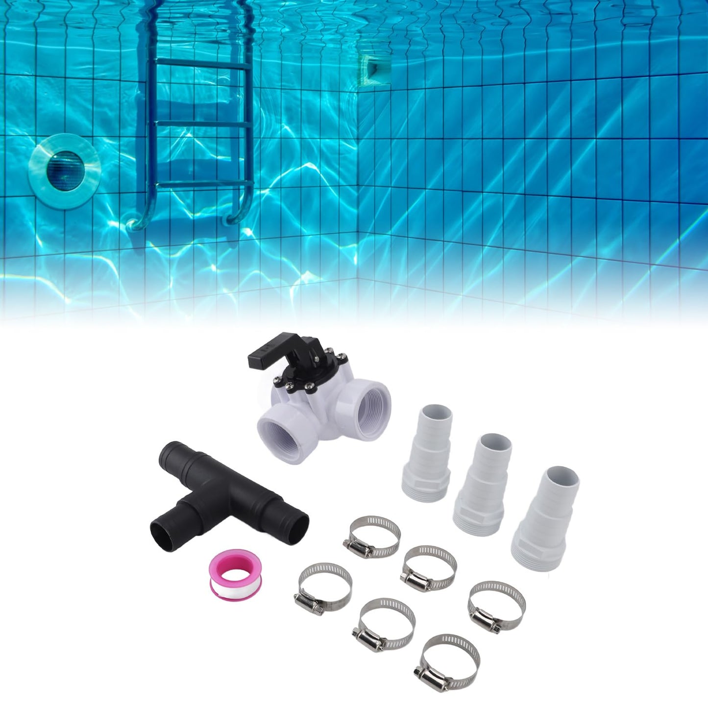 Haofy 3 Way Diverter Valve PVC G1 Threaded Easy Control, Adjustable Stop Feature for Pools Spas