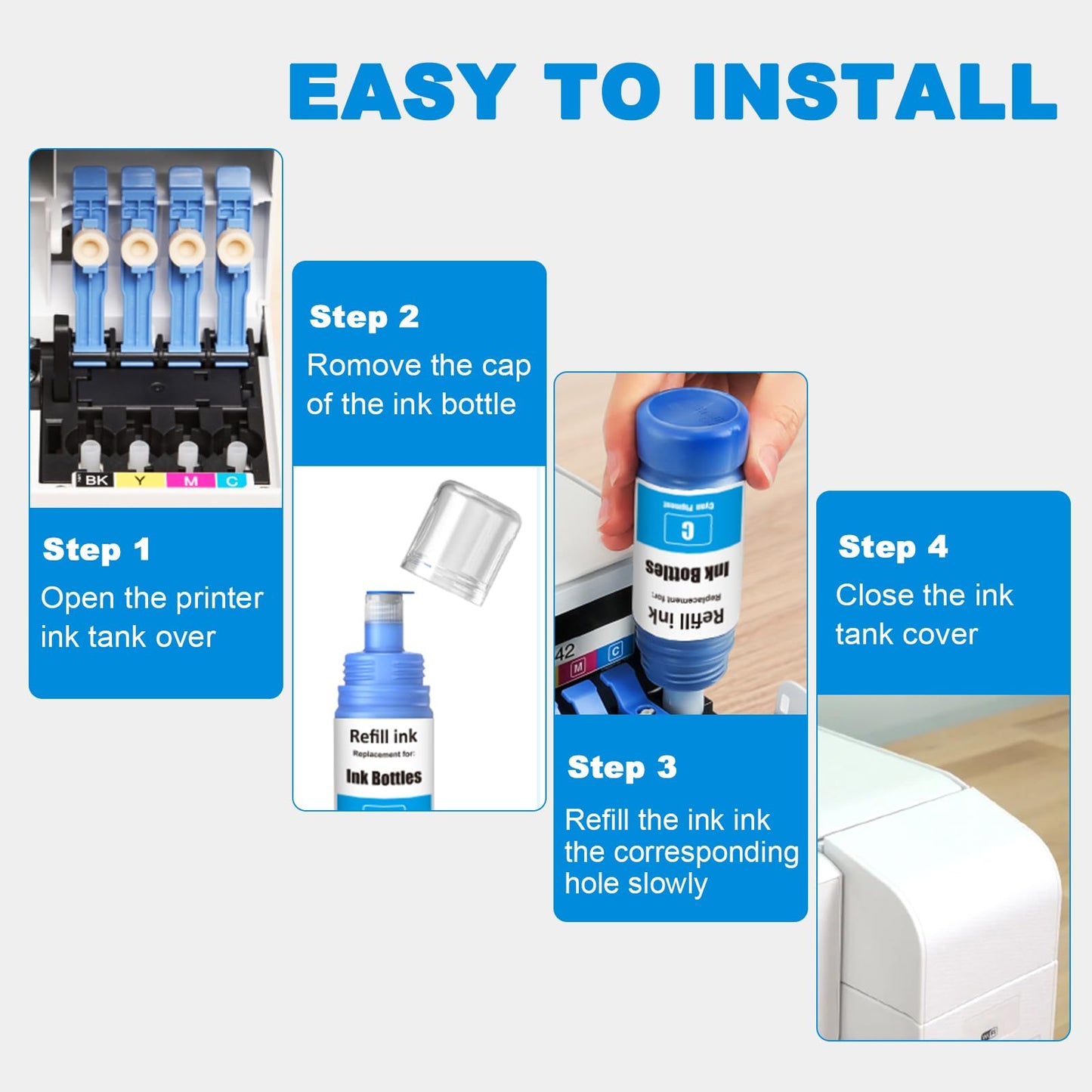 JoyPrinting Compatible Ink Replacement for 542 Ink Refill Bottles Color Combo Pack Work for ET-5850 ET-5800 ET-5150 ET-5170 ET-5180 ET-16600 ET-16650 ET5850 ET5880 ET5170 (2 Cyan, 2 Magenta, 2 Yellow)