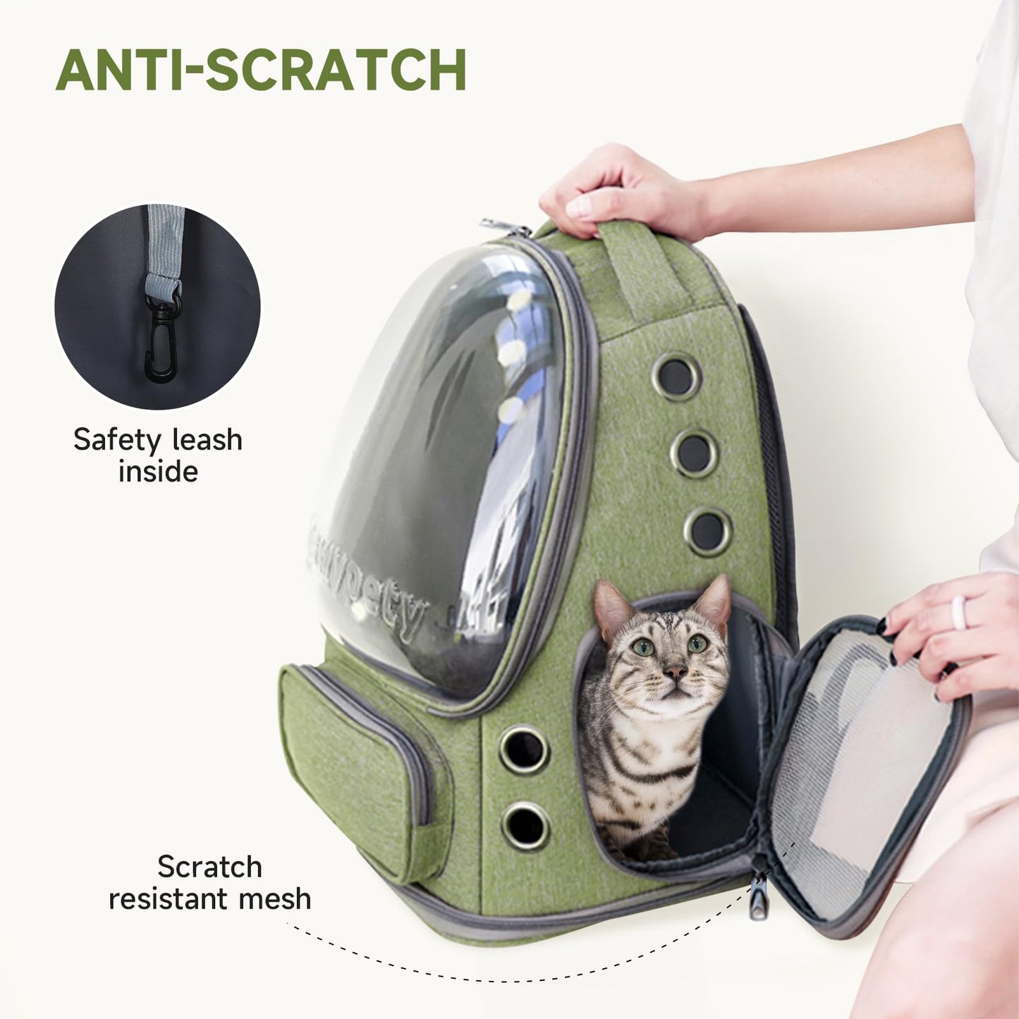 Cawypety Cat Carrier, Cat Backpack Carrier, Large Pet Carrier for Under 15 lbs, Dog and Small Pet, Breathable Cat Bag Carrier Used in Car, Hiking, Cycling Travel