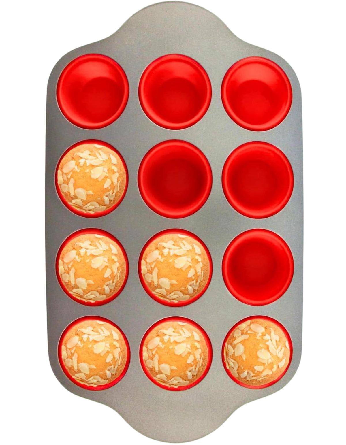 Non-Stick 12 Cup Silicone Muffin Pan with Steel Frame - BPA Free Non-Toxic Cupcake Pan with Easy-Release Textured Surface, Ergonomic Handles, Oven Freezer and Dishwasher Safe Bakeware