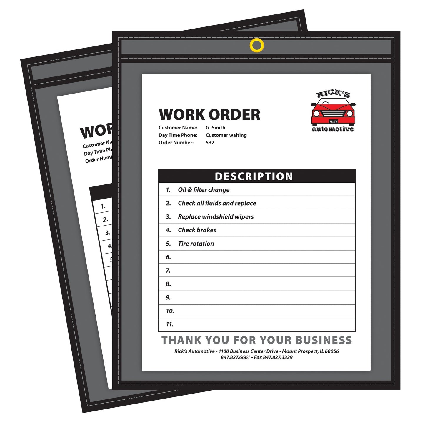 C-Line Clear Front Shop Ticket Holder with Black Pressboard Back, 8-1/2 x 11 Inches, 25 per Box (45911)