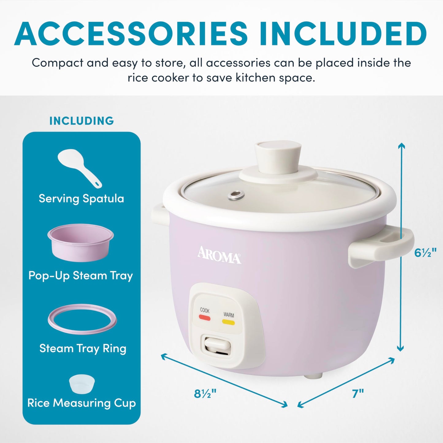 AROMA® CoreCoat Steaming Rice Cooker with Basket (4 Cups Cooked, 2 Cups Uncooked)