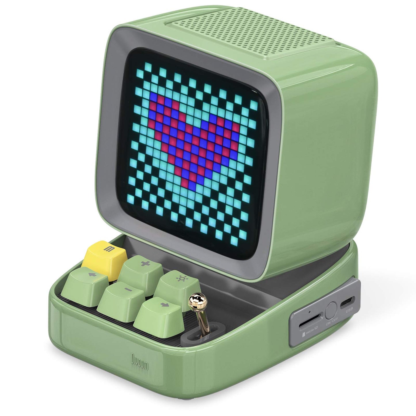 Divoom Ditoo Retro Pixel Art Game Bluetooth Speaker with 16X16 LED App Controlled Front Screen (Green)