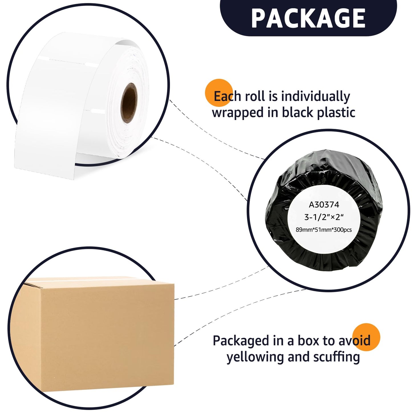 6 Roll (300 Labels/per) Compatible for Dymo 30374 White 2x3-1/2 Business/Appointment Cards Stock Non-Adhesive Label Printer Tape for LabelWriter 450, 450 Turbo, 4XL Printers [NOT FIT 550 & 5XL]