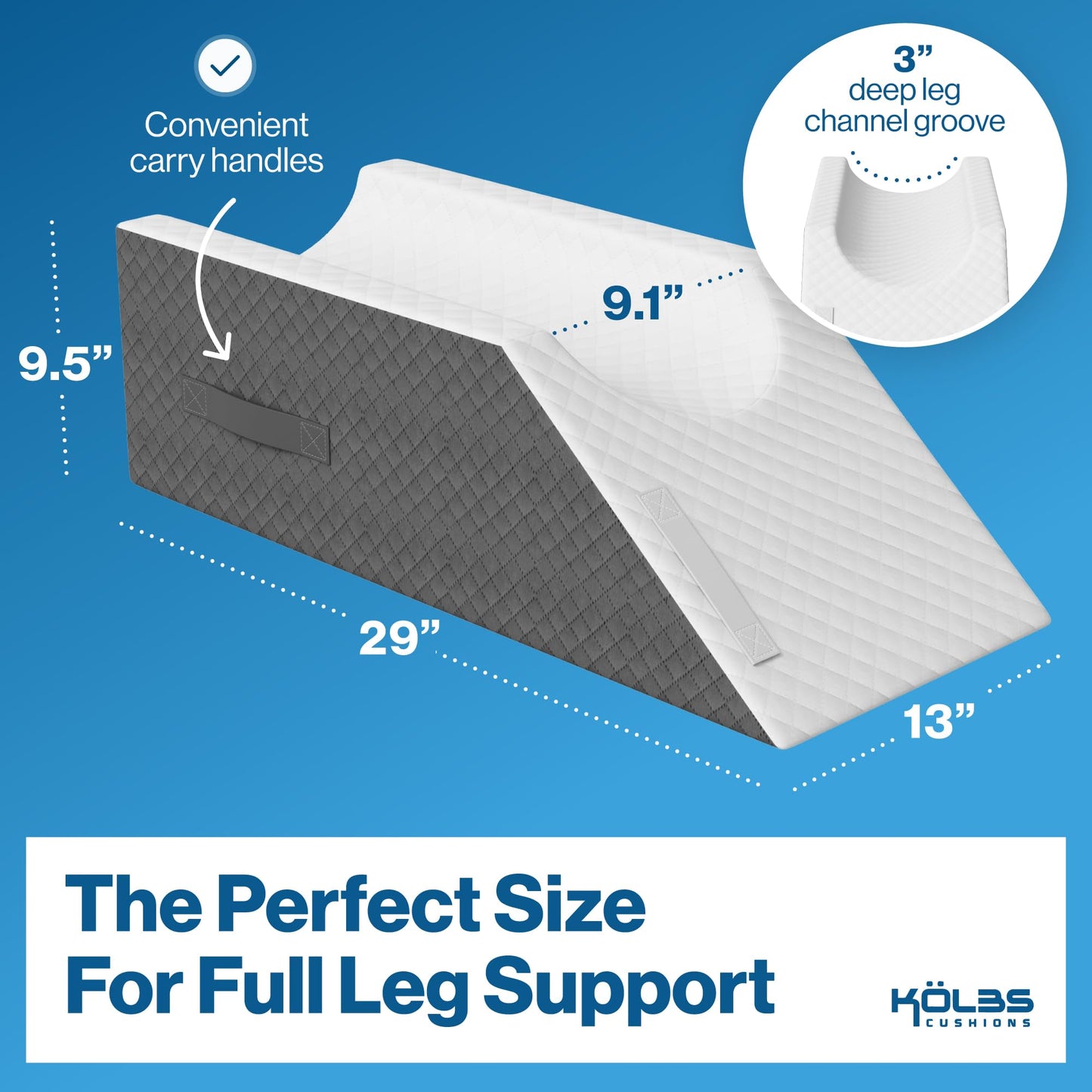 Kӧlbs Single Leg Elevation Pillow | Post Surgery Leg Pillow | Stylish Chic Jacquard Cover | Wedge Pillow for Sleeping | Ankle Knee and Leg Support Pillow for Injury After Surgery