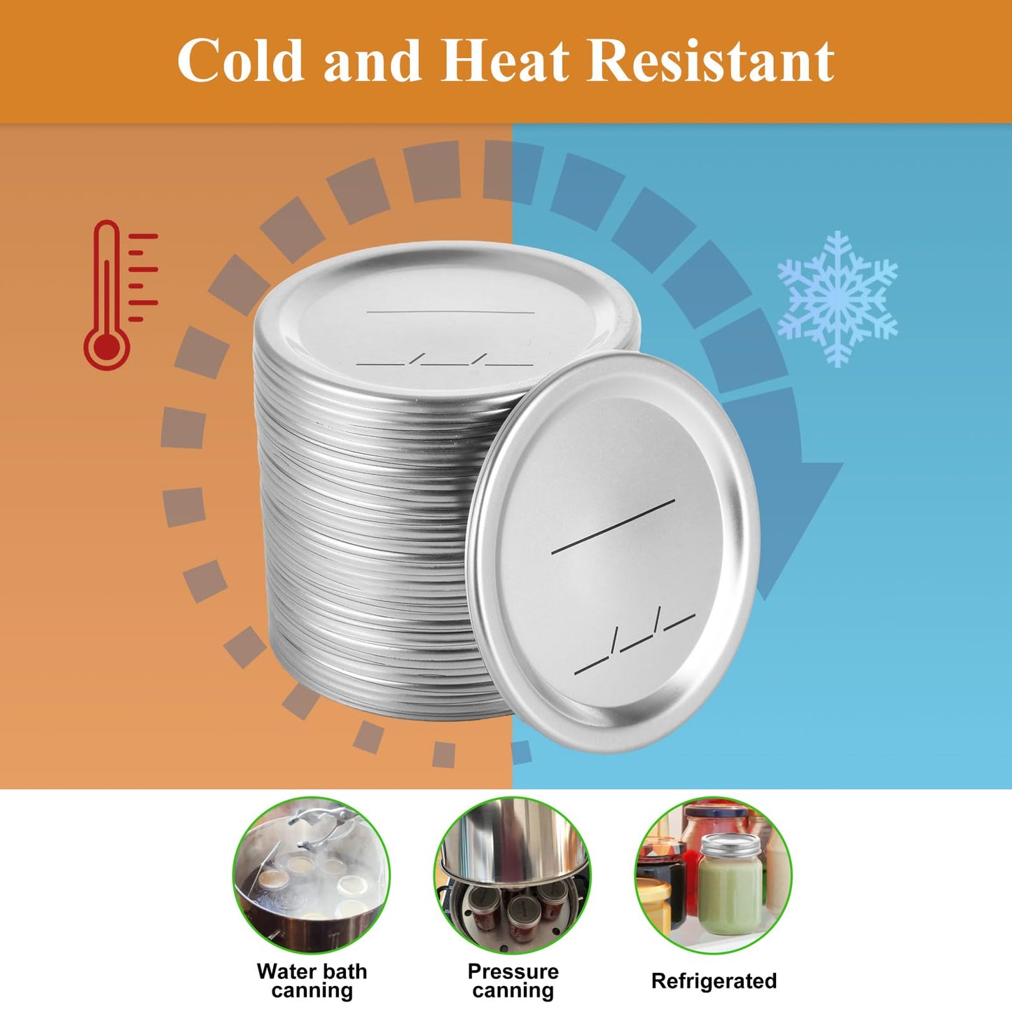 Acrux7 200 PCS Canning Lids 86mm Wide Mouth Mason Jar Lids, Ball Jar Lids with Silicone Seals, Leak Proof Rust Proof Canning Lids for Ball Kerr Jars