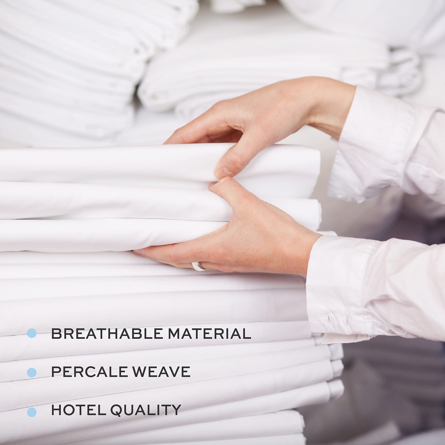 Twin Size Flat Sheets, Cotton/Poly, 66x104 in,White, 6-Pack
