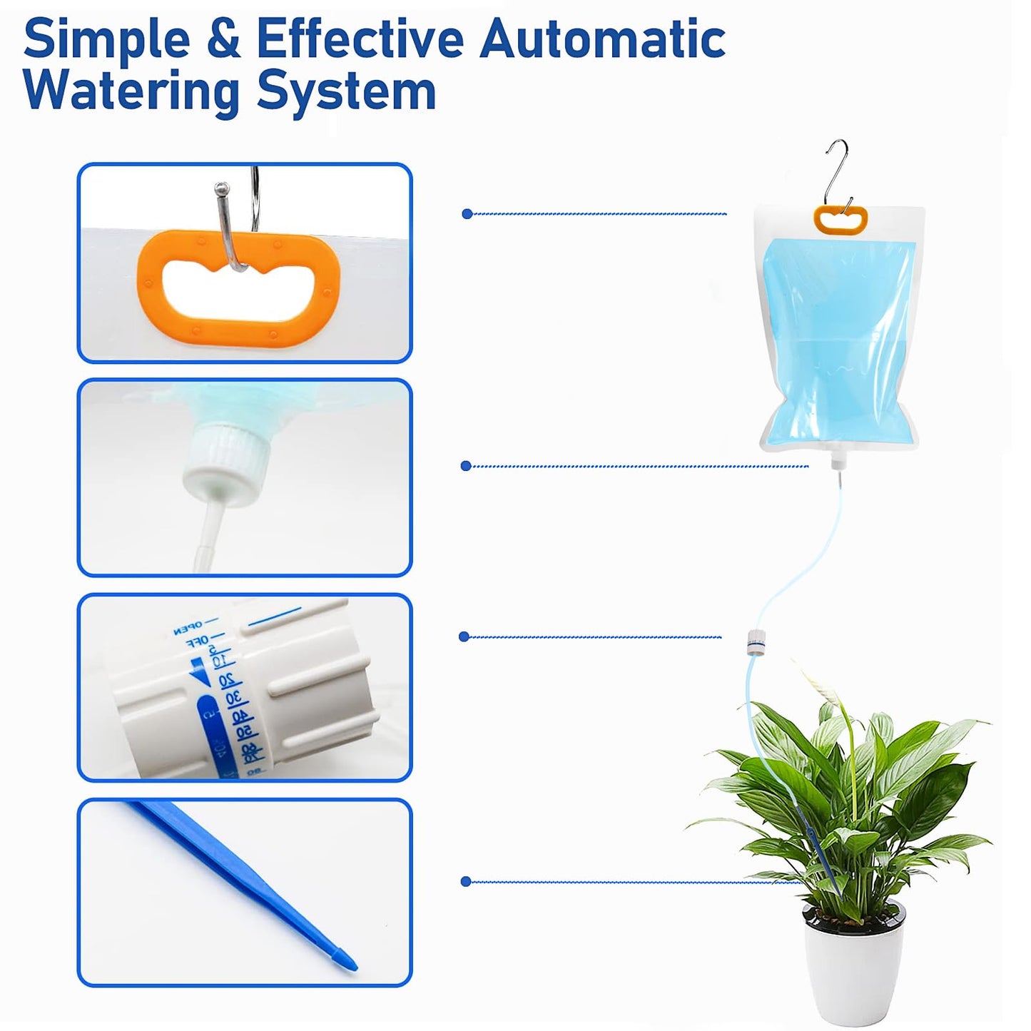 12 Pcs Self Watering System for Plants, 3.5 L Plant IV Water Bag Automatic Plant Waterer Self Watering IV Drip Bag Irrigation Drip Watering Bag with Adjustable Flow for Indoor Outdoor Potted Plant