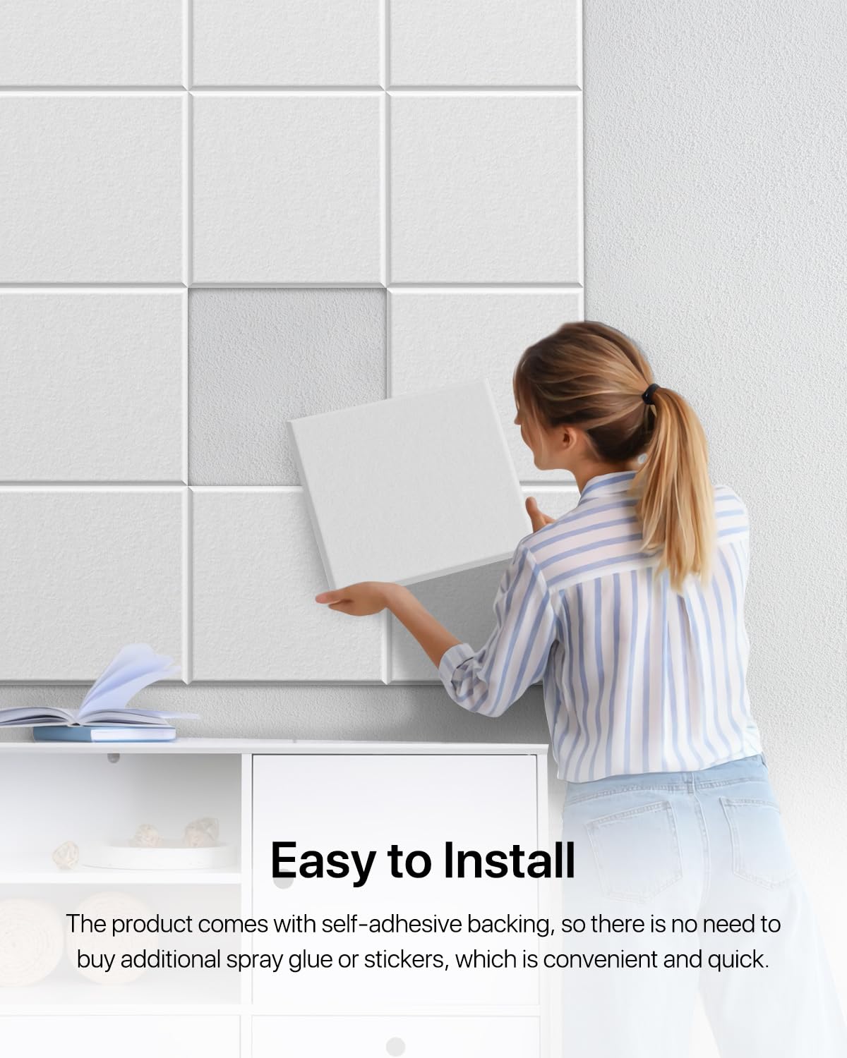 Soundproof Wall Panels Self-adhesive Acoustic Panels 18 Pack Wall Panels Sound Absorbing Panel High Density Sound Dampening Panels for Wall Decoration and Acoustic Treatment 12"×12"×0.4"