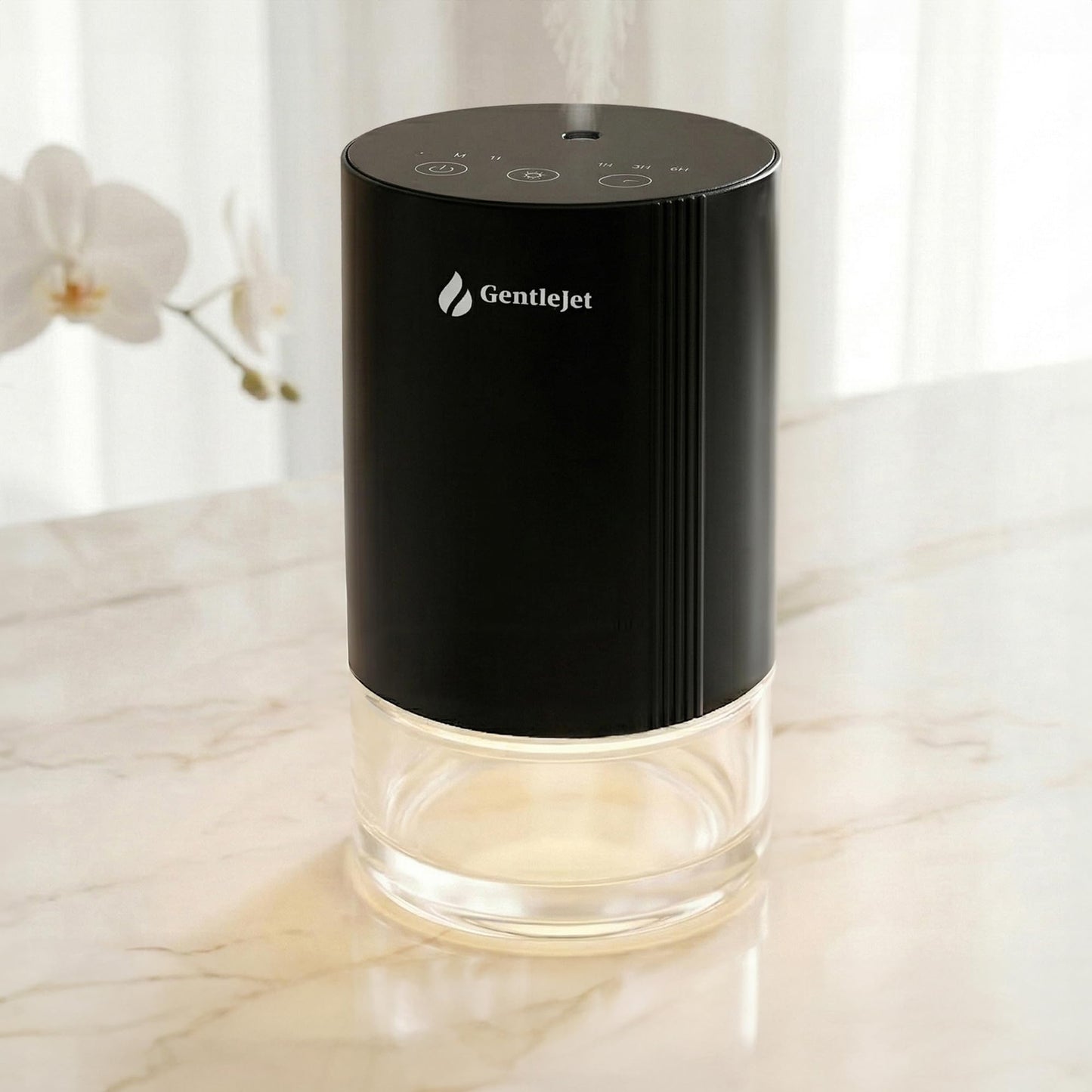 GentleJet SerenityMist Waterless Essential Oil Diffuser, Portable Aromatherapy Diffuser with Rechargeable Battery, Touch Control, Timer, USB-C, Quiet Mini Diffuser for Home, Office & Car (Black)