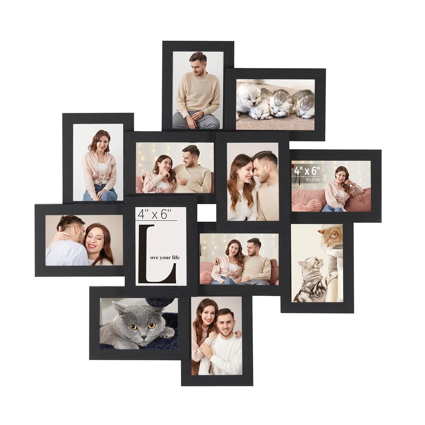 SONGMICS 4x6 Collage Picture Frames, 12-Pack Picture Frames Collage for Wall Decor, Photo Collage Frame, Ink Black