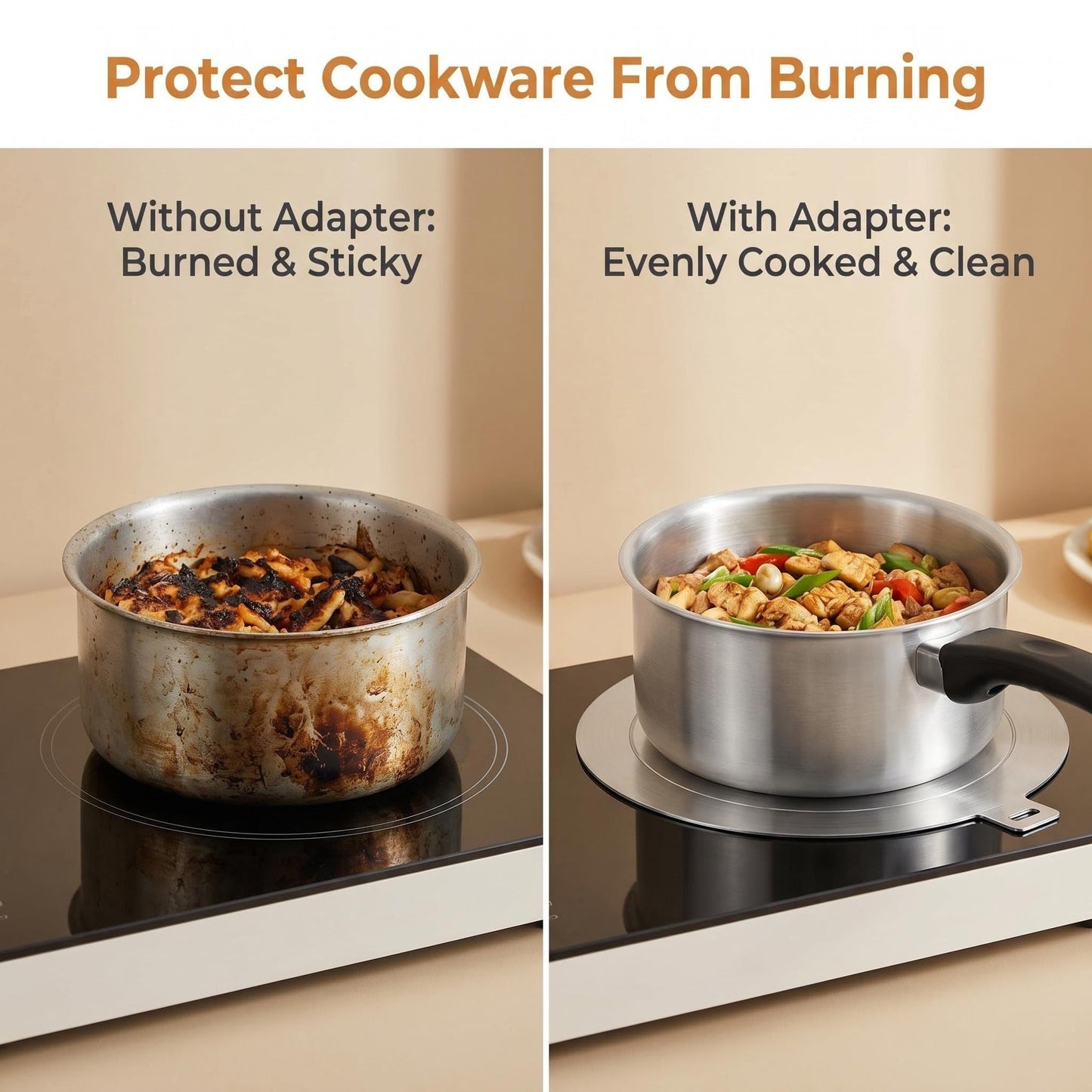 24cm Detachable Induction Plate Adapter, Stainless Steel Heat Diffuser for Electric Gas Stove Glass Induction Cooktop, Durable Converter Plate.