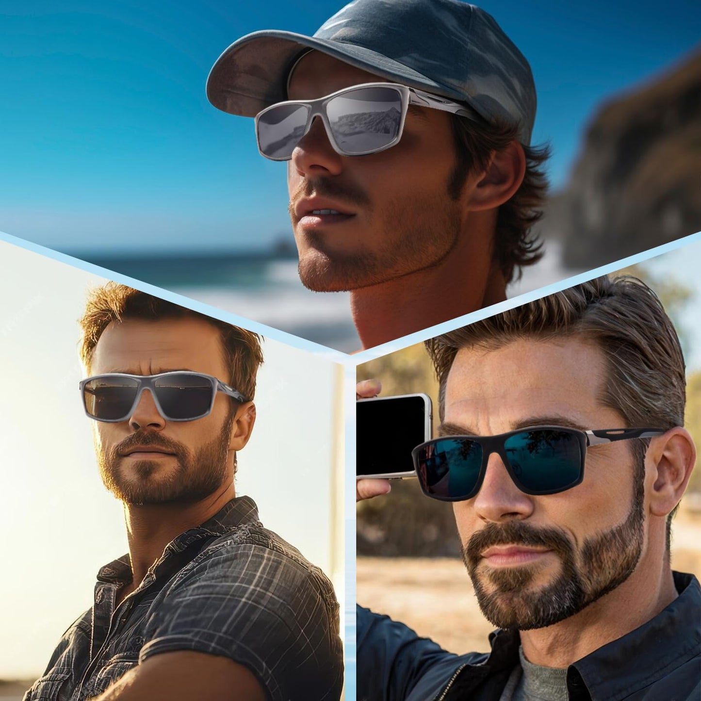 DEHOTRE 2 Pack Bifocal Reading Sunglasses Men Wrap Around Sports Sun Readers Outdoor Clear Top Soft Nose Pads PC Frame UV400 Black & Grey 2.75