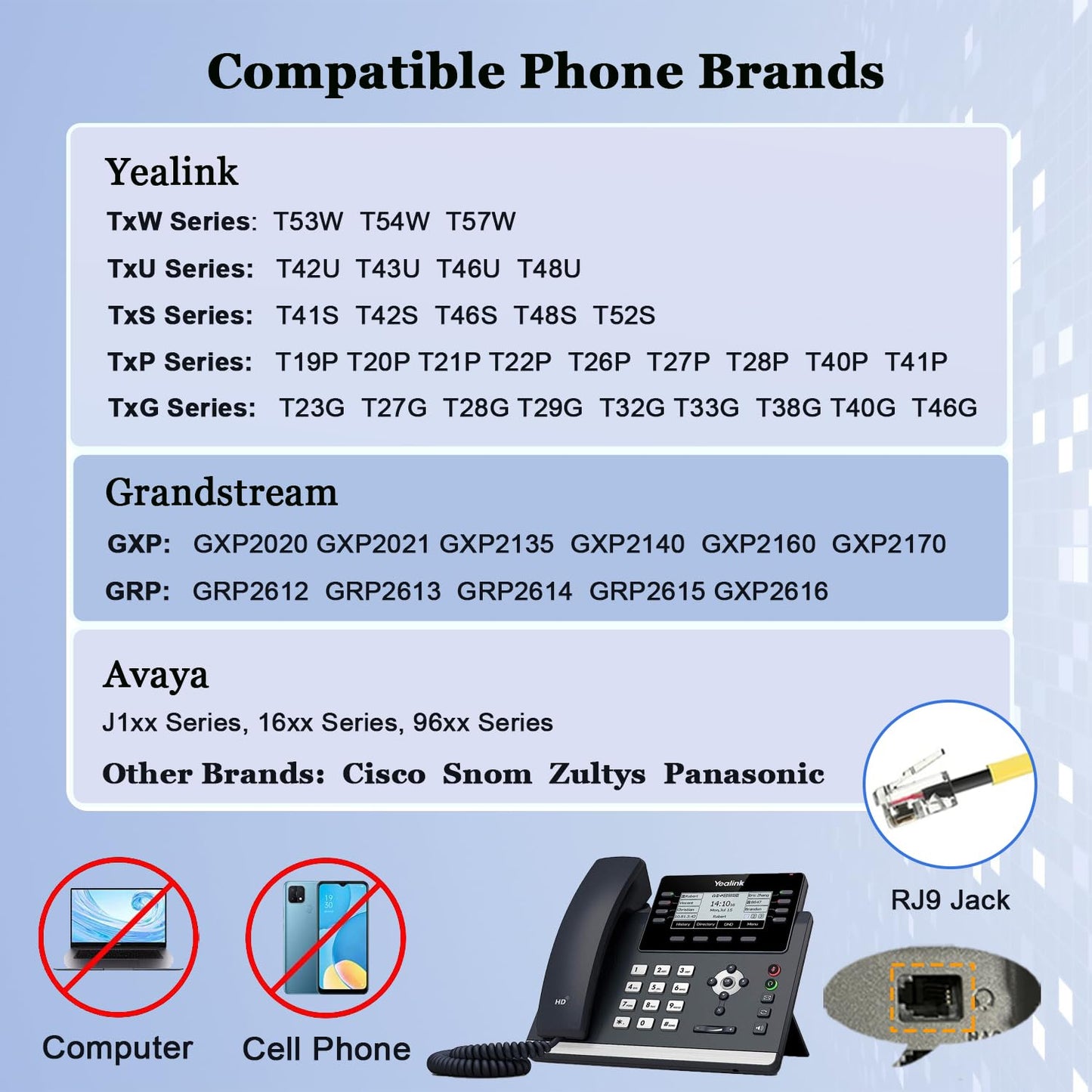Callez Phone Headset for Yealink Office Phone with Noise Cancelling Mic, RJ9 Mono Telephone Headset Compatible with Yealink T20P T33G T46G T48G T46S T48S T53W T54W Avaya 1608 9608 J179