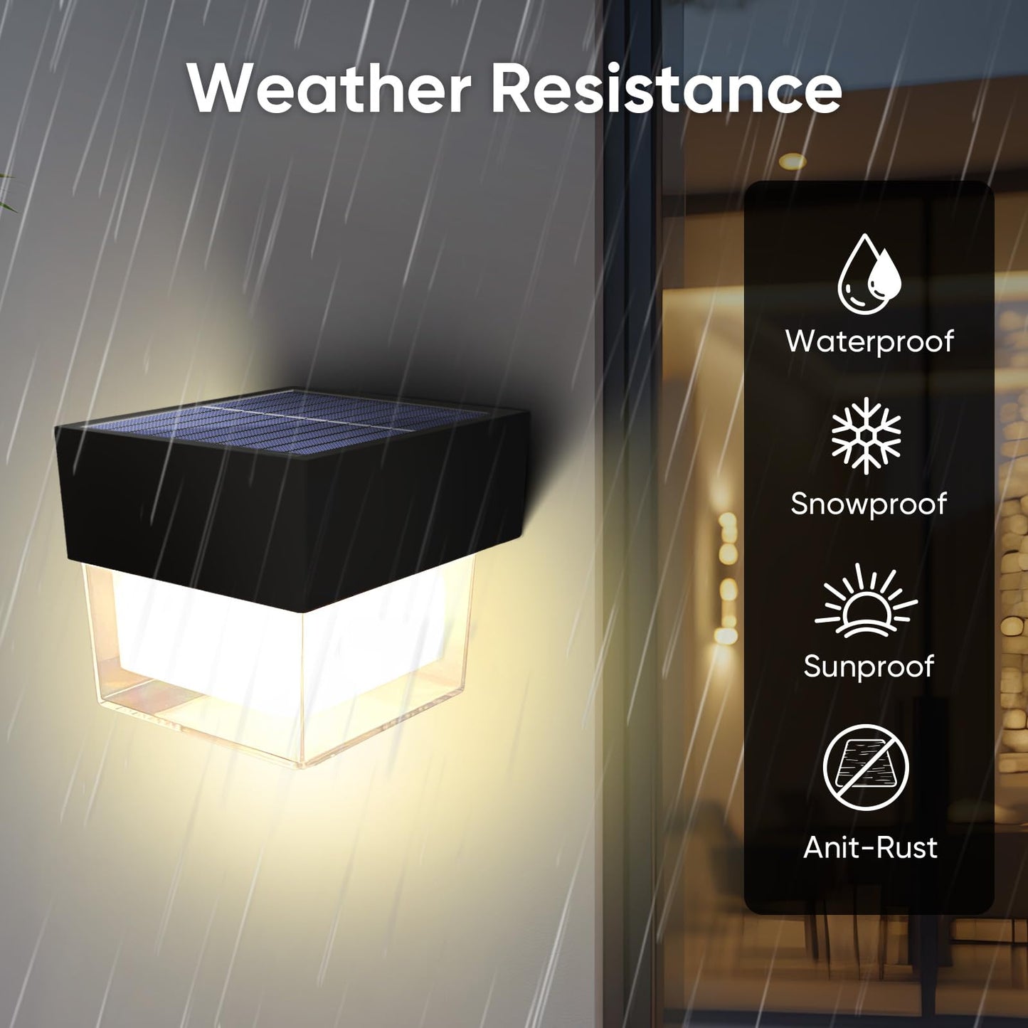 Baiston Solar Wall Lights Outdoor: LED Solar Motion Security Lights, IP65 Waterproof, Solar Wall Lights with 180° Wide Lighting and Enhanced PIR Sensor for Yard, Garden, Driveway, Fence, 4 Packs