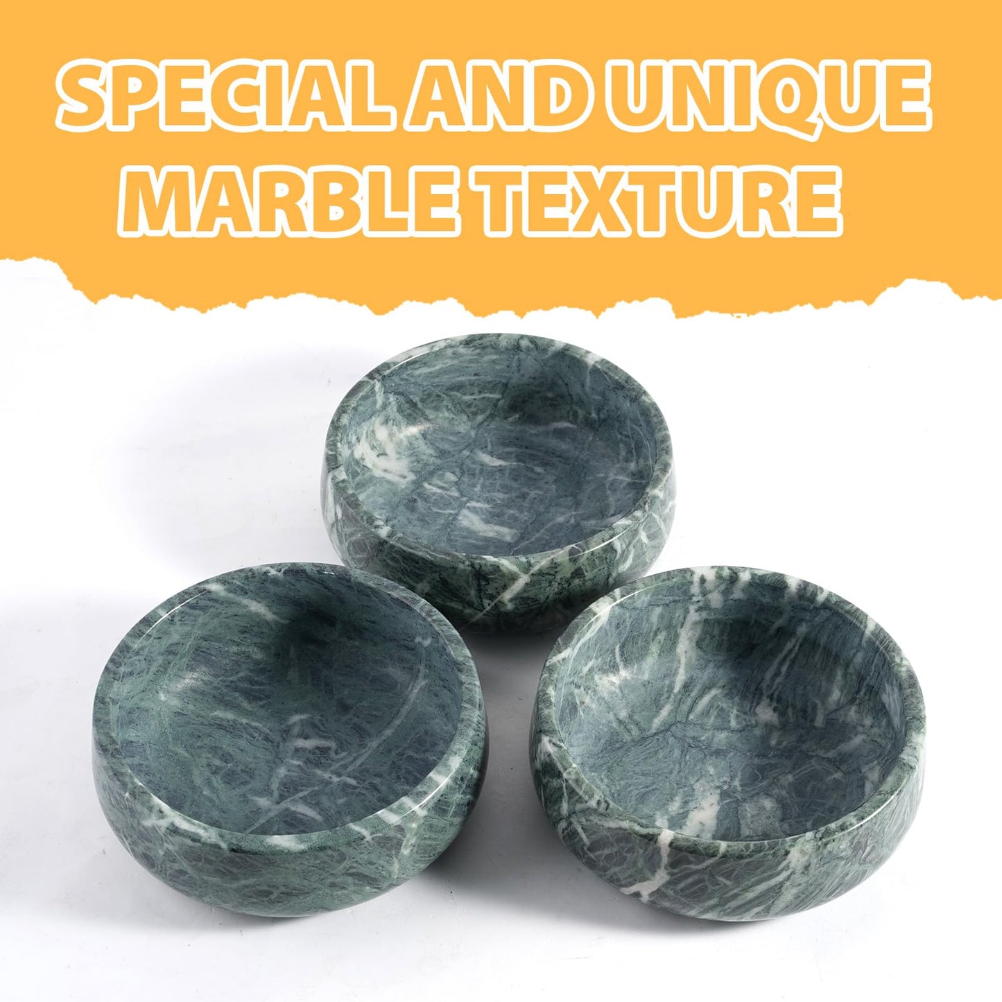 Natural Marble Dog Bowls, 5lbs Non-Slip Cat and Dog Food Bowl, No-Tip Weighted Dog Dish, Durable Food and Water Bowl, Easy to Clean, Holds 4 Cups(Indian Green)