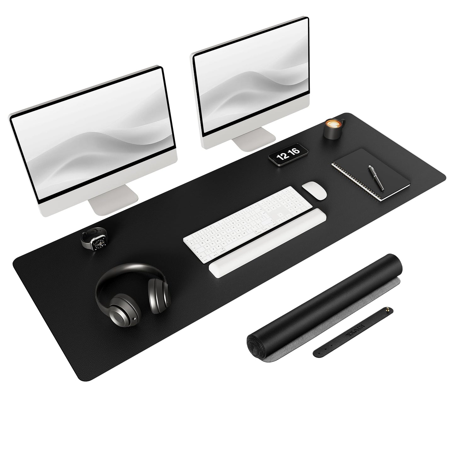 YSAGi Non-Slip Desk Pad,Mouse Pad(Black, 47.2" x 17")