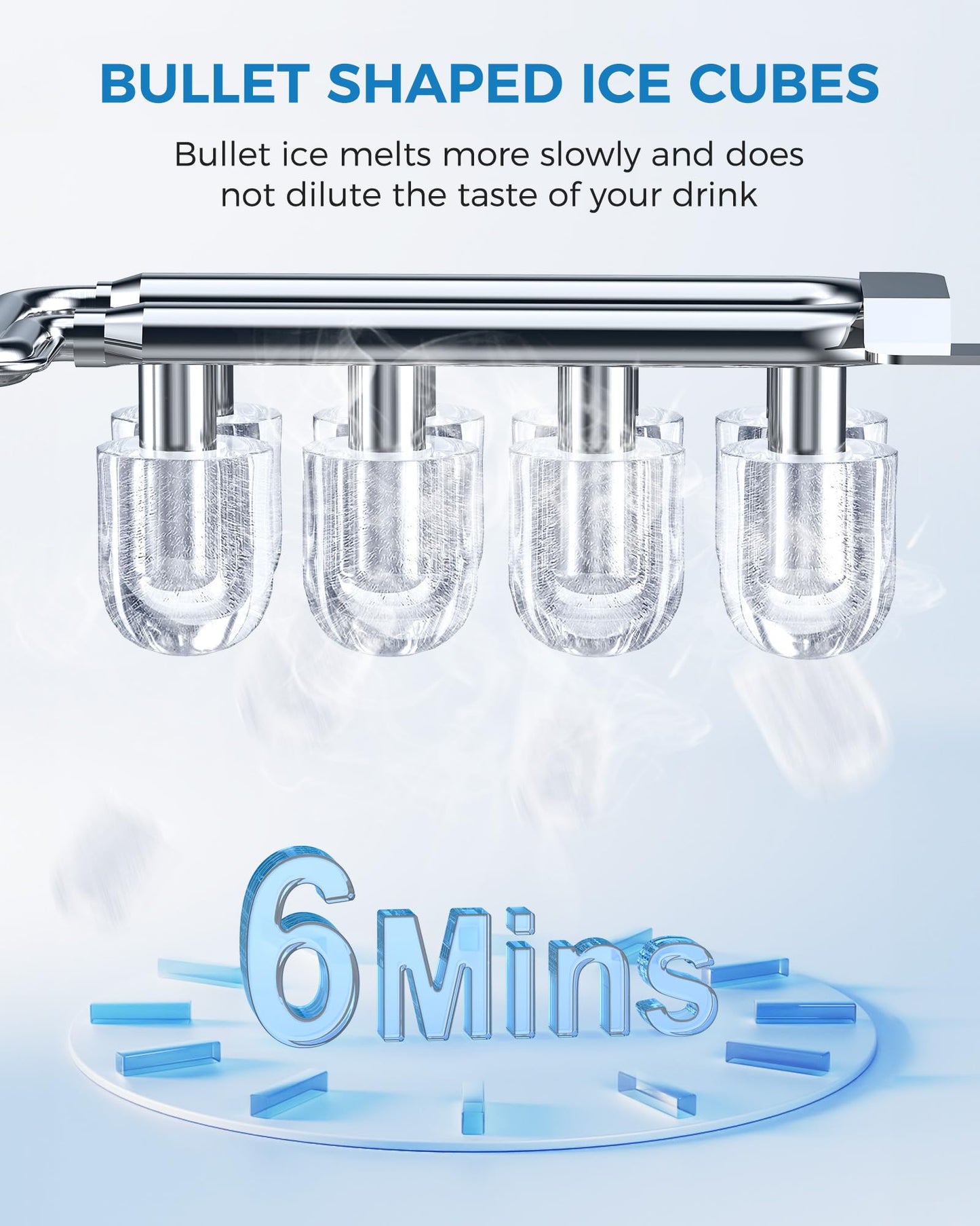 COWSAR Ice Maker Countertop, Portable Ice Machine with Self-Cleaning, 26.5 lbs/24Hrs, 8 Ice Cubes in 6 Mins, Ice Basket and Scoop, Ideal for Home, Kitchen, Bar, Camping