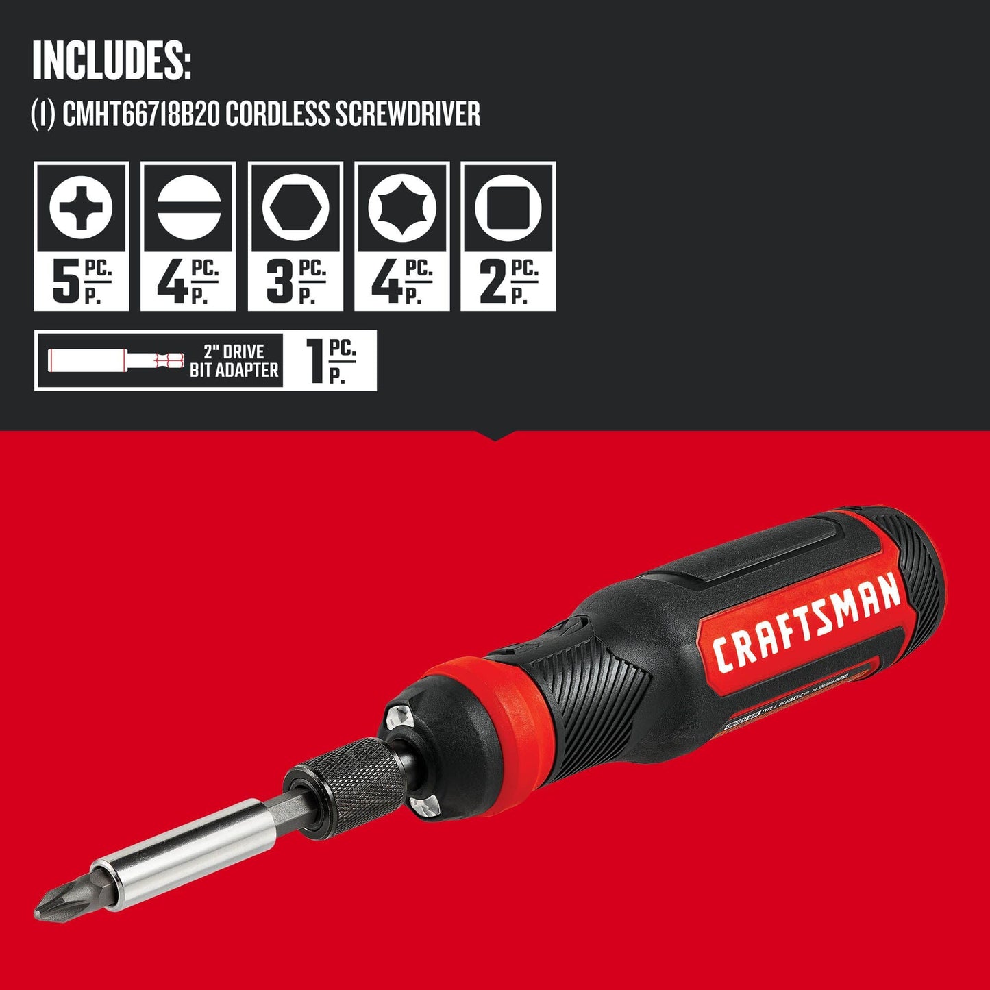 CRAFTSMAN® 4V MAX* Cordless Screwdriver, 20 pc. (CMHT66718B20)