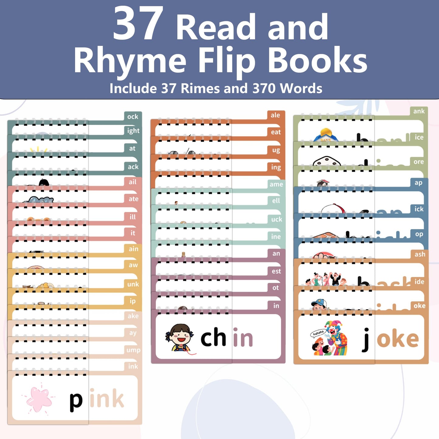 Yoink Word Family Build Book - 37 Read and Rhyme Flip Books for Kids, Learn to Read Phonics & Sight Flash Cards for Kindergarten, Preschool Classroom Homeschool Learning Activities