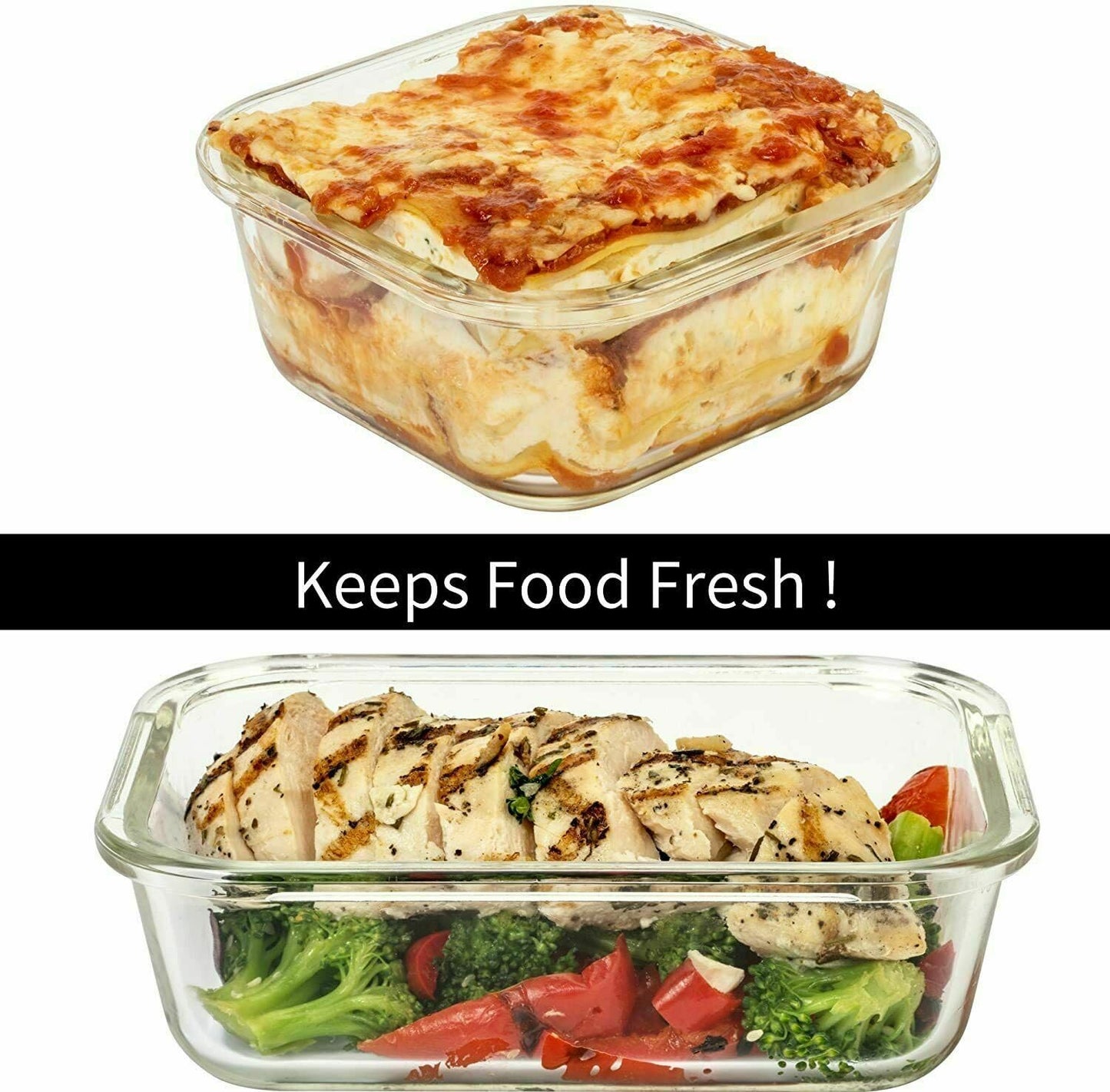 Razab 24 Pc Glass Food Storage Containers with lids Airtight & Leakproof - Reusable Glass Meal Prep Containers for Lunch and Leftovers - Oven, Freezer, Microwave & Dishwasher Safe