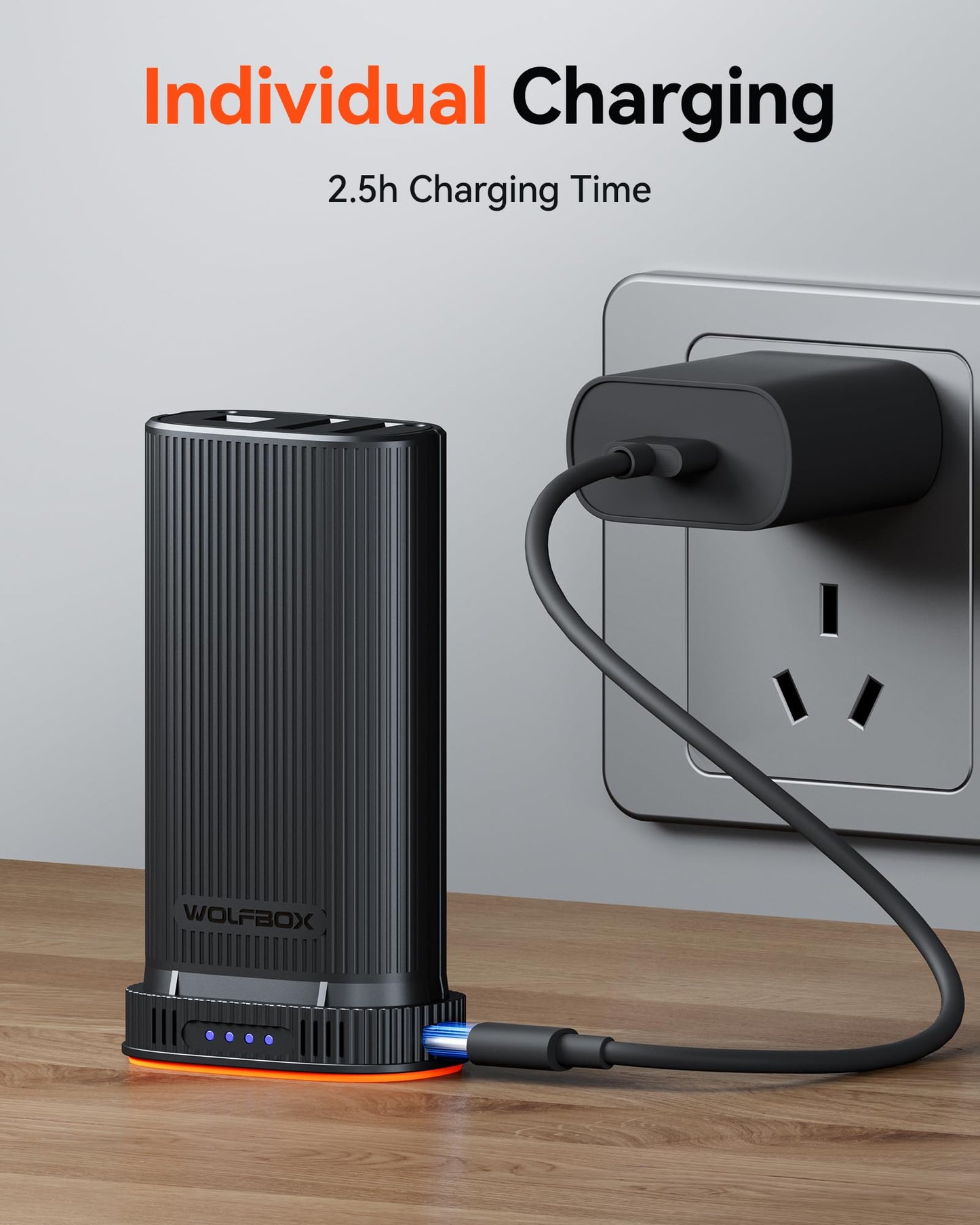 WOLFBOX MF200 22.2Wh 7.4V Rechargeable Li-ion Battery Pack – Removable Backup Power for Compressed Air Duster (Battery Only, No Charger)