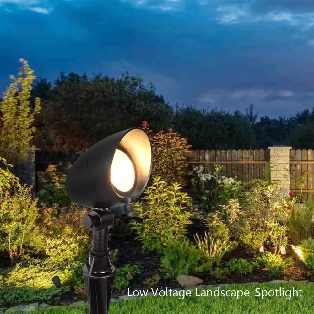 Leelands Low Voltage Landscape Lighting Fixture,Cast Aluminum 12V Landscape Spotlights 8W for LED Spot Lights Outdoor Tree Uplights Garden Yard Lights Water Resistant Black Finish Warm White Pack of 2