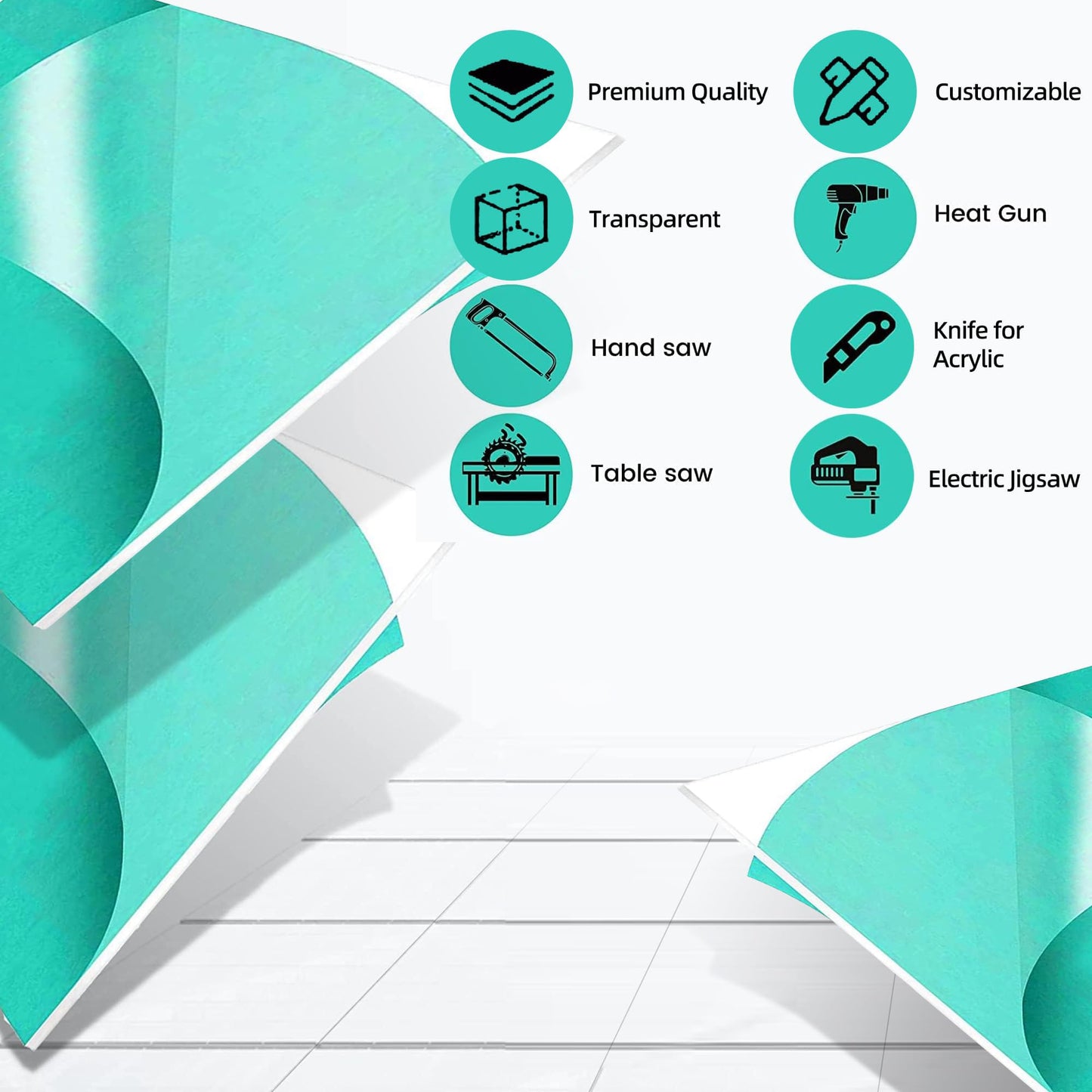 CALPALMY 2-Pack 1/8" (3mm) Thick Clear Acrylic Sheets - 20" x 24" (61cm*51cm) Pre-Cut Plexiglass Sheets for Craft Projects, Signs, Sneeze Guard, and More - Cut with Laser, Power Saw, or Hand Tools