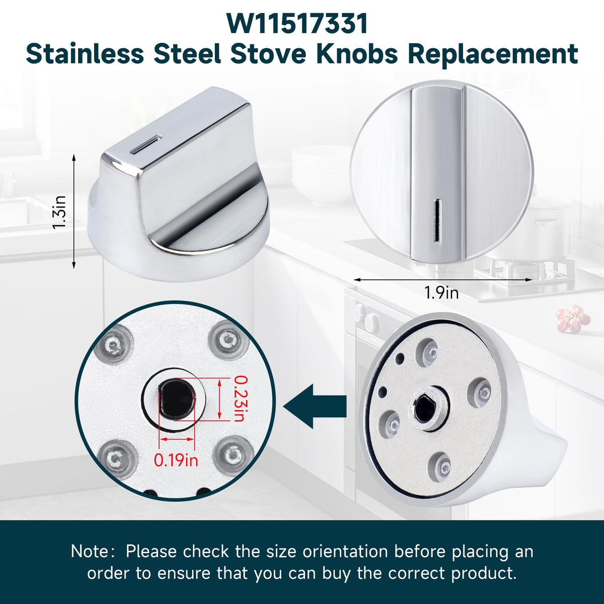 W11517331 for Whirlpool Electric Range Knobs Replace W10850027 W11117415 W11458840 Oven Knob, Compatible with Whirlpool WEC310S0LS1, WEE515S0LZ1, WEC310S0LS2, WEE515S0LS1 Electric Range Knob (4PC)