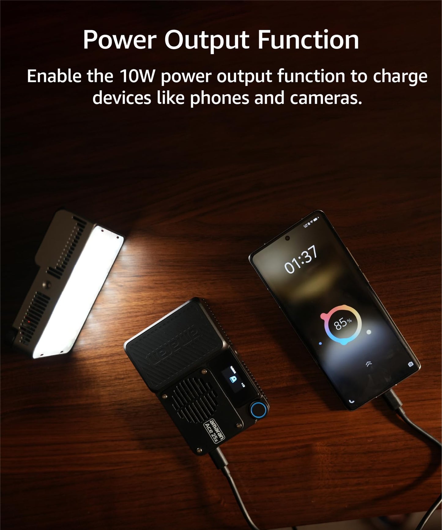 amaran Ace 25c Video Light,25w RGB Portable Light for Photography On-Camera Video Lights CRI/TLCI 95+,CCT 2,300K-10,000K,Rechargeable Dimmable Vlog Light,APP Control,PD Charging (White)