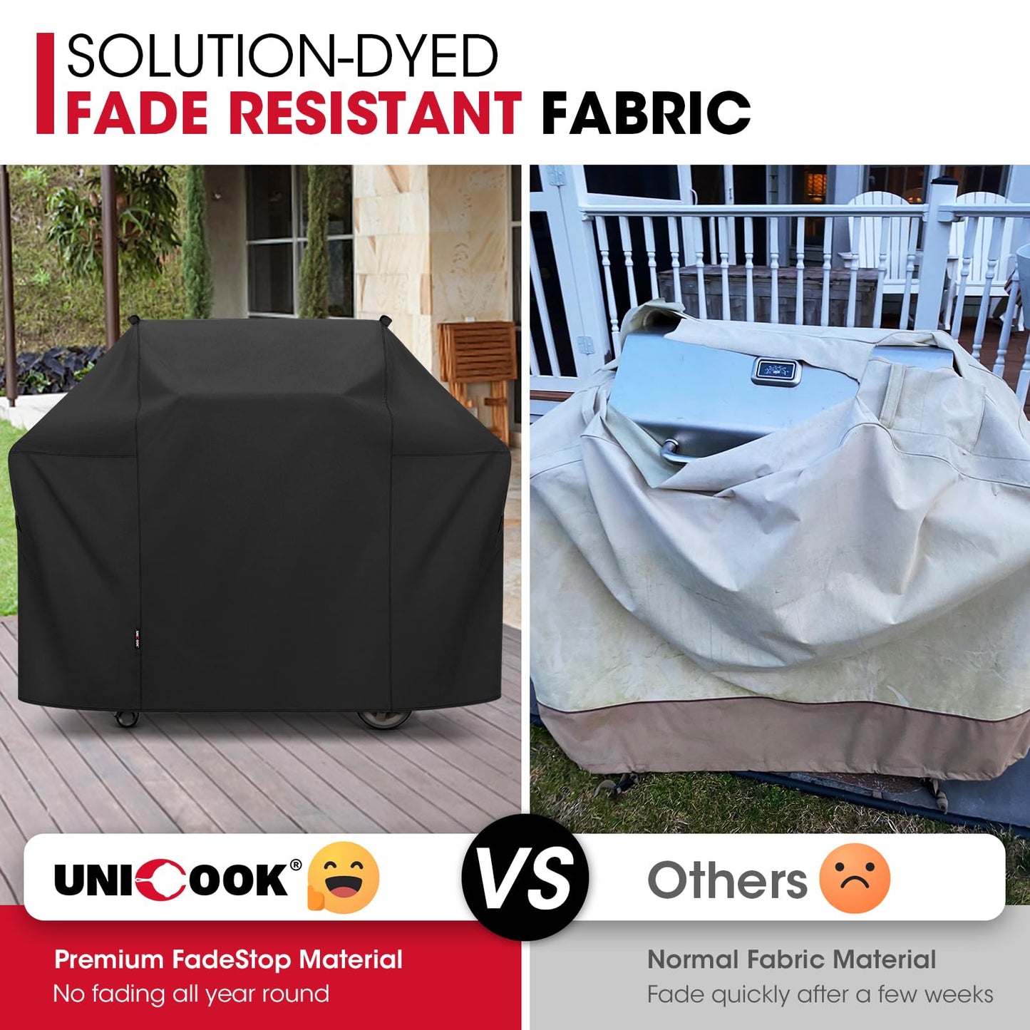 Unicook 58 Inch BBQ Grill Cover, Heavy Duty Waterproof Barbecue Cover, Fade and UV Resistant, Compatible with Weber Genesis II LX 300 Series, Genesis 300 Series Gas Grills, and More
