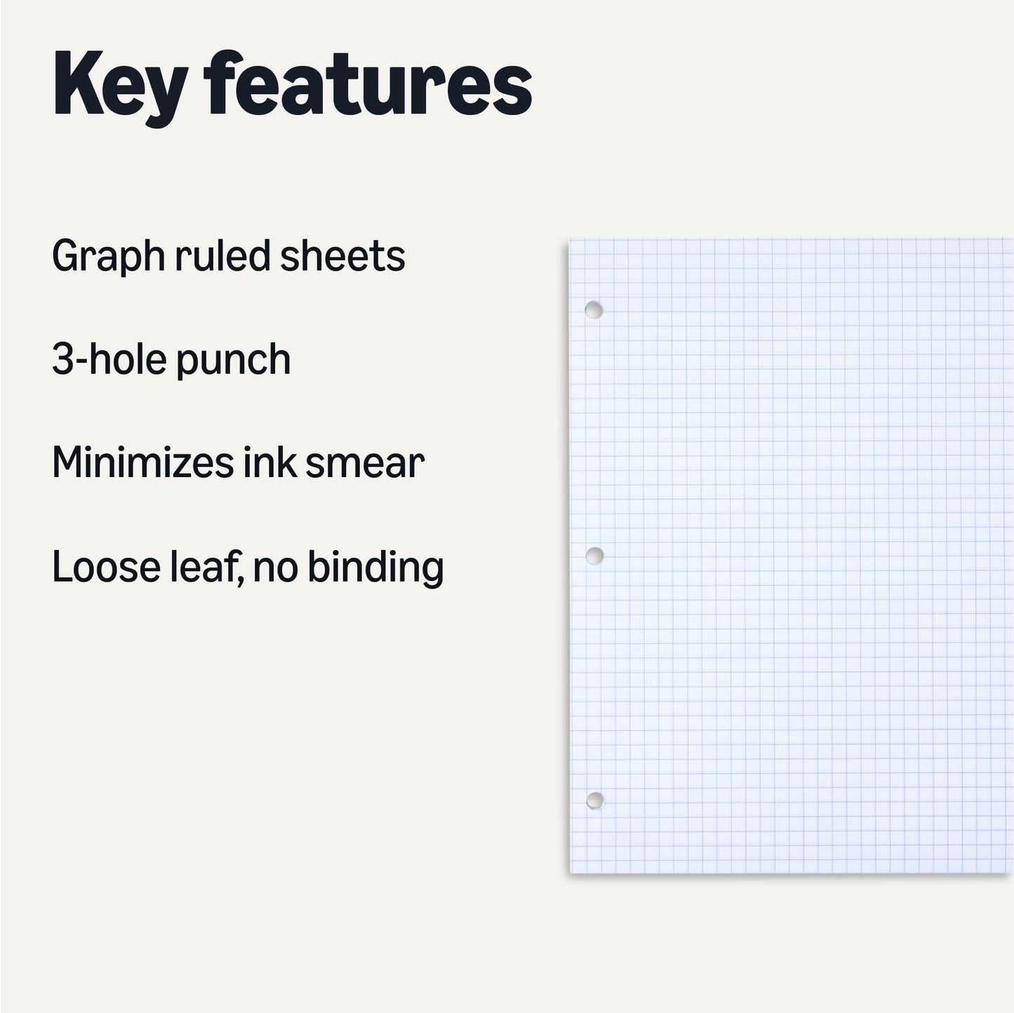 Amazon Basics Loose Leaf Paper, Graph Ruled, 100 Sheets, 11" x 8.5", 6 Pack