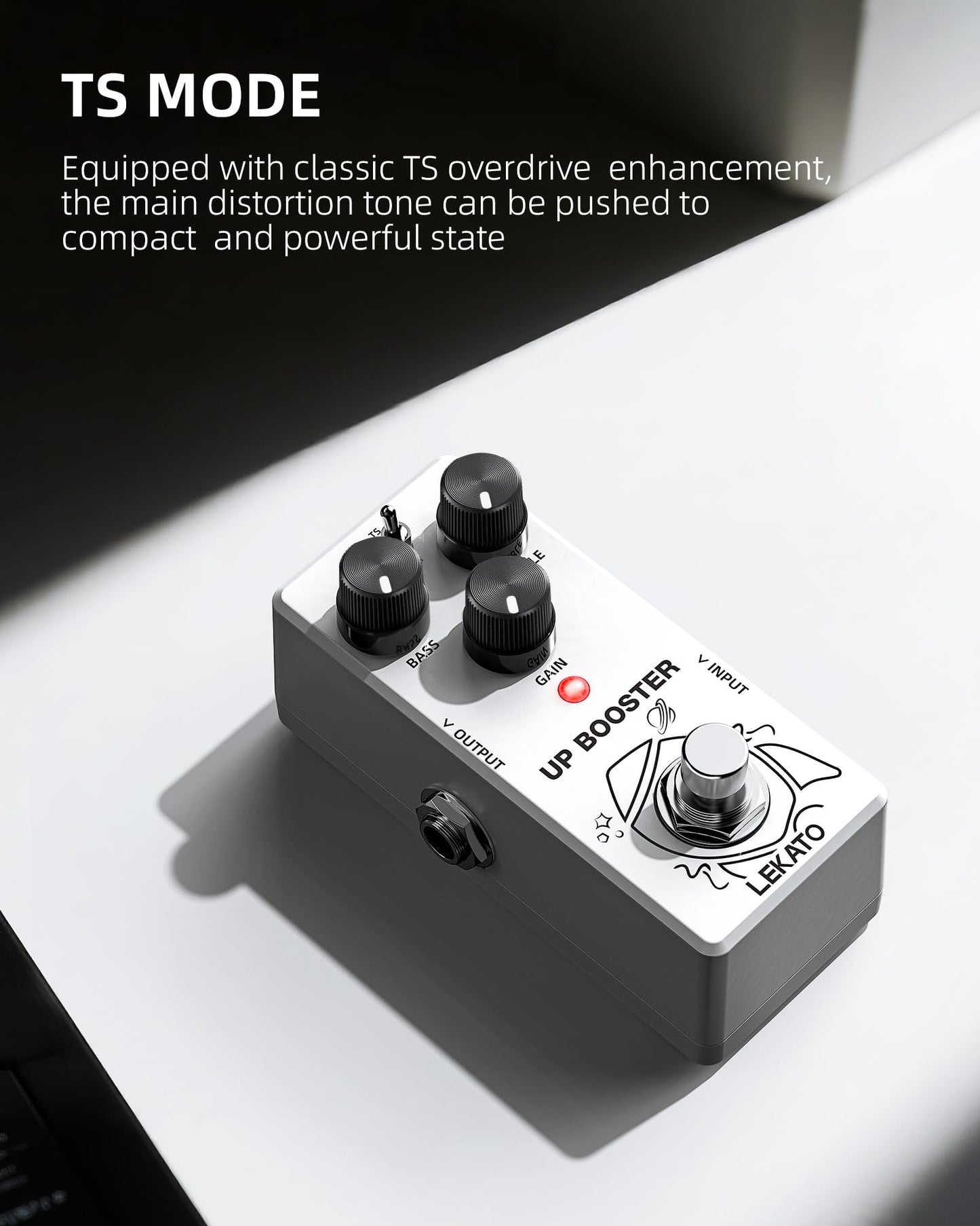 LEKATO Boost Guitar Pedal, 2-Mode Clean and TS Booster, Mini Boost Pedal for Electric Guitar, Truebypass, DC 9V