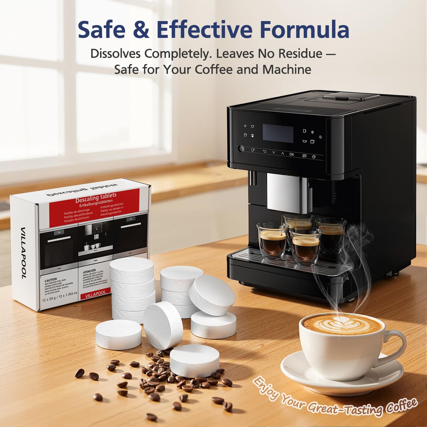 VILLAPOOL 12 Count Descaling Tablets Compatible with Miele Coffee Machines, Steam Ovens, FashionMaster, and Ovens/Ranges with Moisture Plus