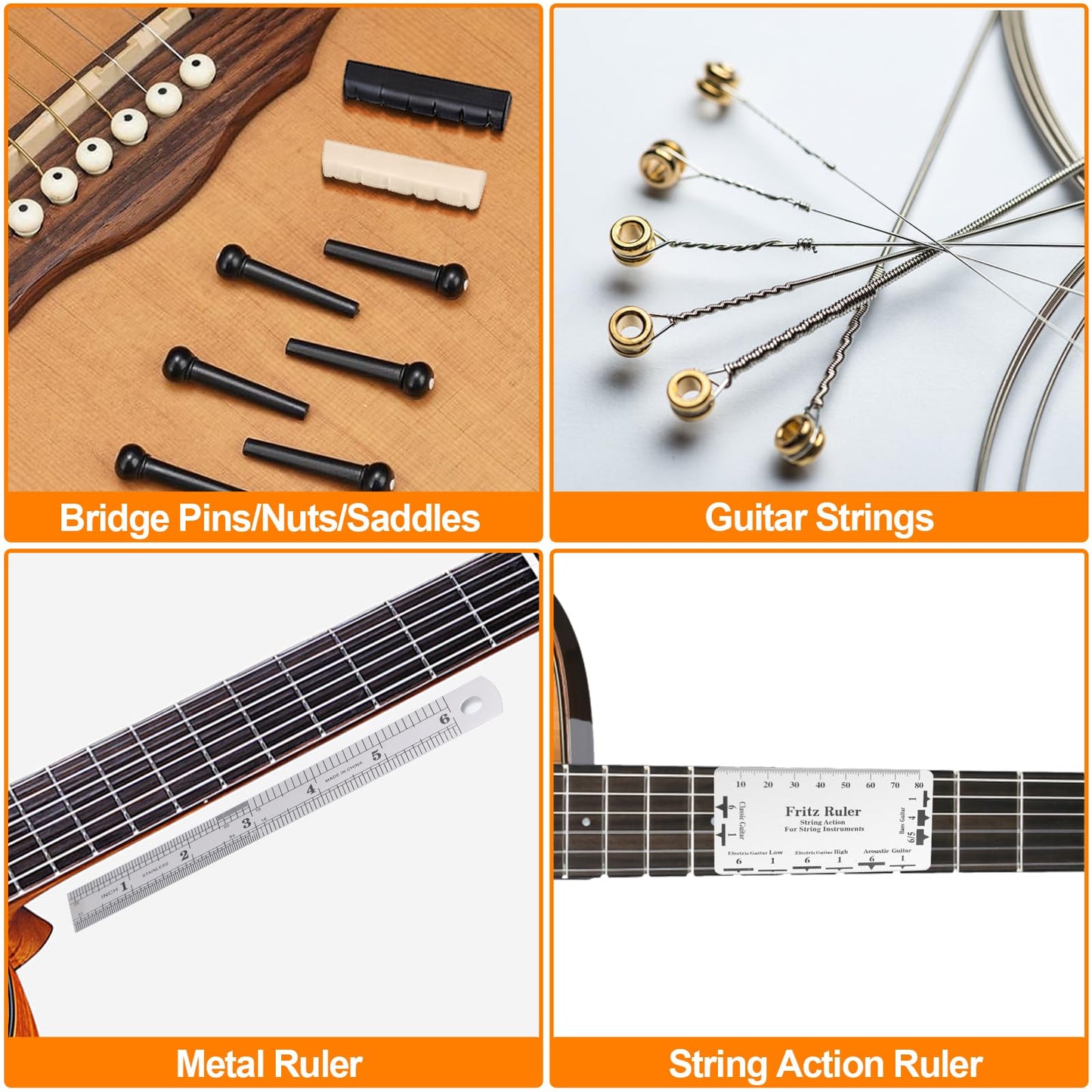 132 PCS Guitar Repair Maintenance Tool Kit, Guitar Repair Tool Kit with Carry Bag, Intonation Adjustment and Repairing, Cleaning Maintenance Accessories Set for Acoustic Electric Guitar Bass Ukulele