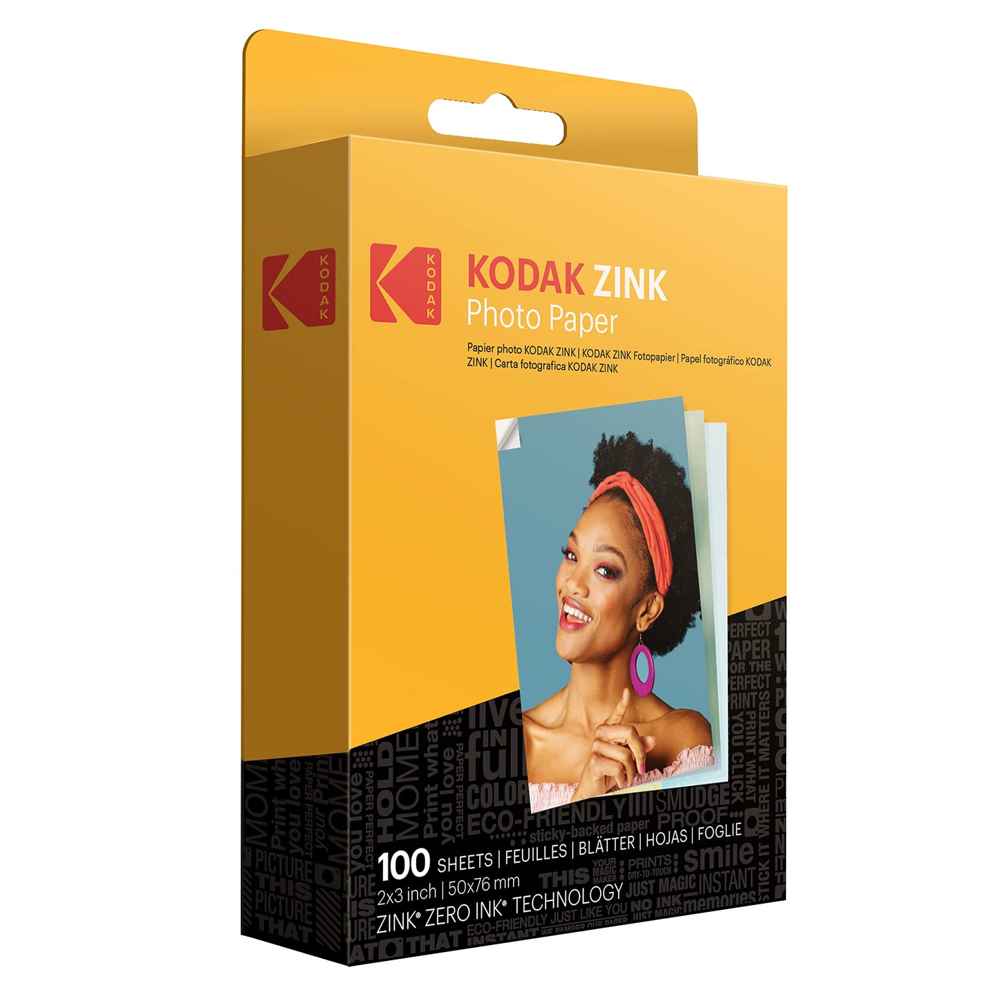 Kodak Zink Photo Paper 2x3 Inches (100 Sheets) Compatible with Kodak Step, Step Slim, Printomatic, Printomatic+, Smile+, Step Touch