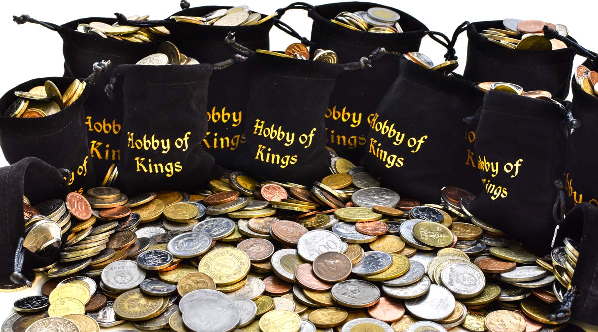 100 Different Coins from Many Countries Around The World Including A Coin Bag, Small Purse!