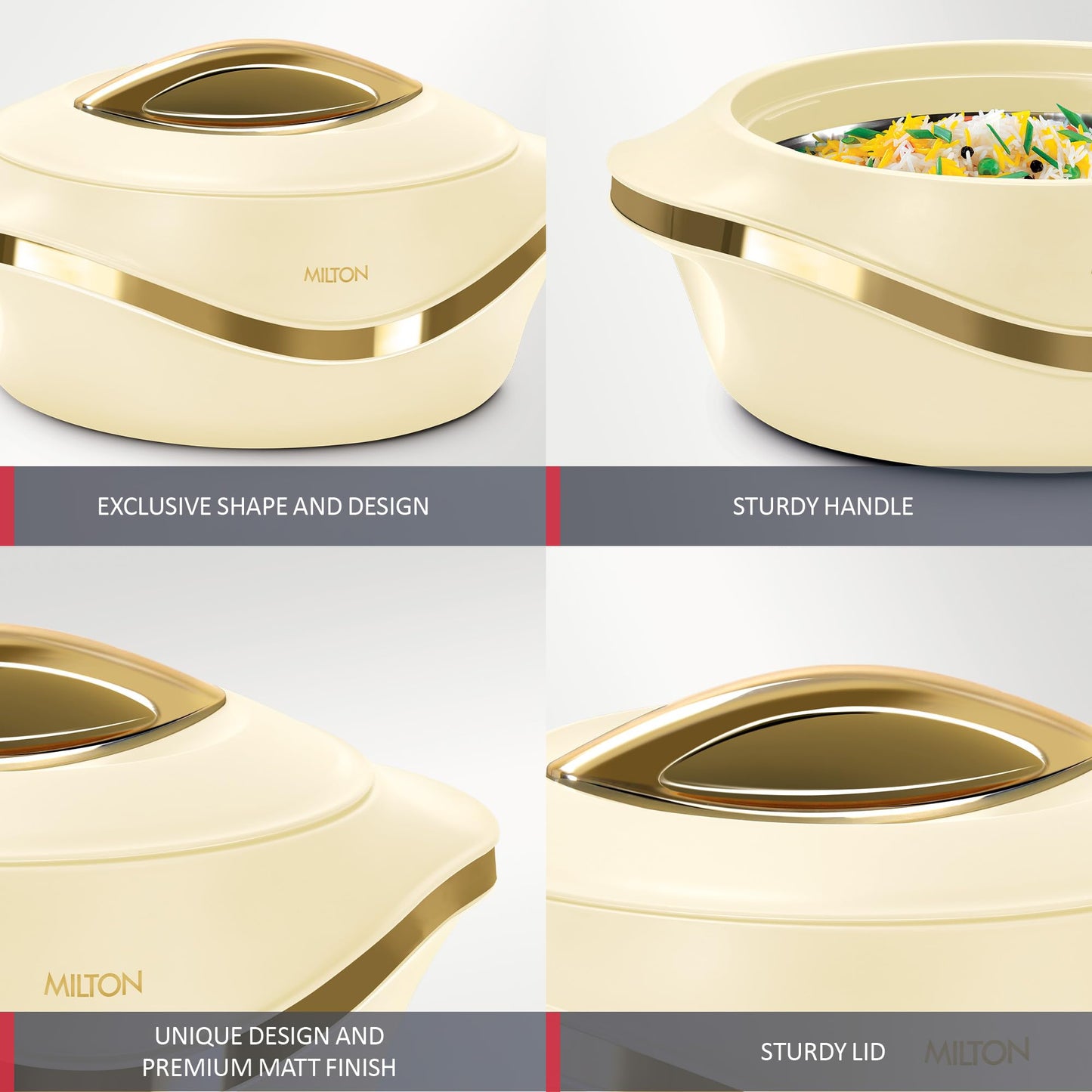 MILTON Insulated Casserole Dish with Lid 3 pc Set 2.1/1.5/1 qt. Hot Pot Food Warmer/Cooler –Thermal Soup/Salad Serving Bowl- Stainless Steel Hot Food Container–Best Gift Set for Moms –Holidays